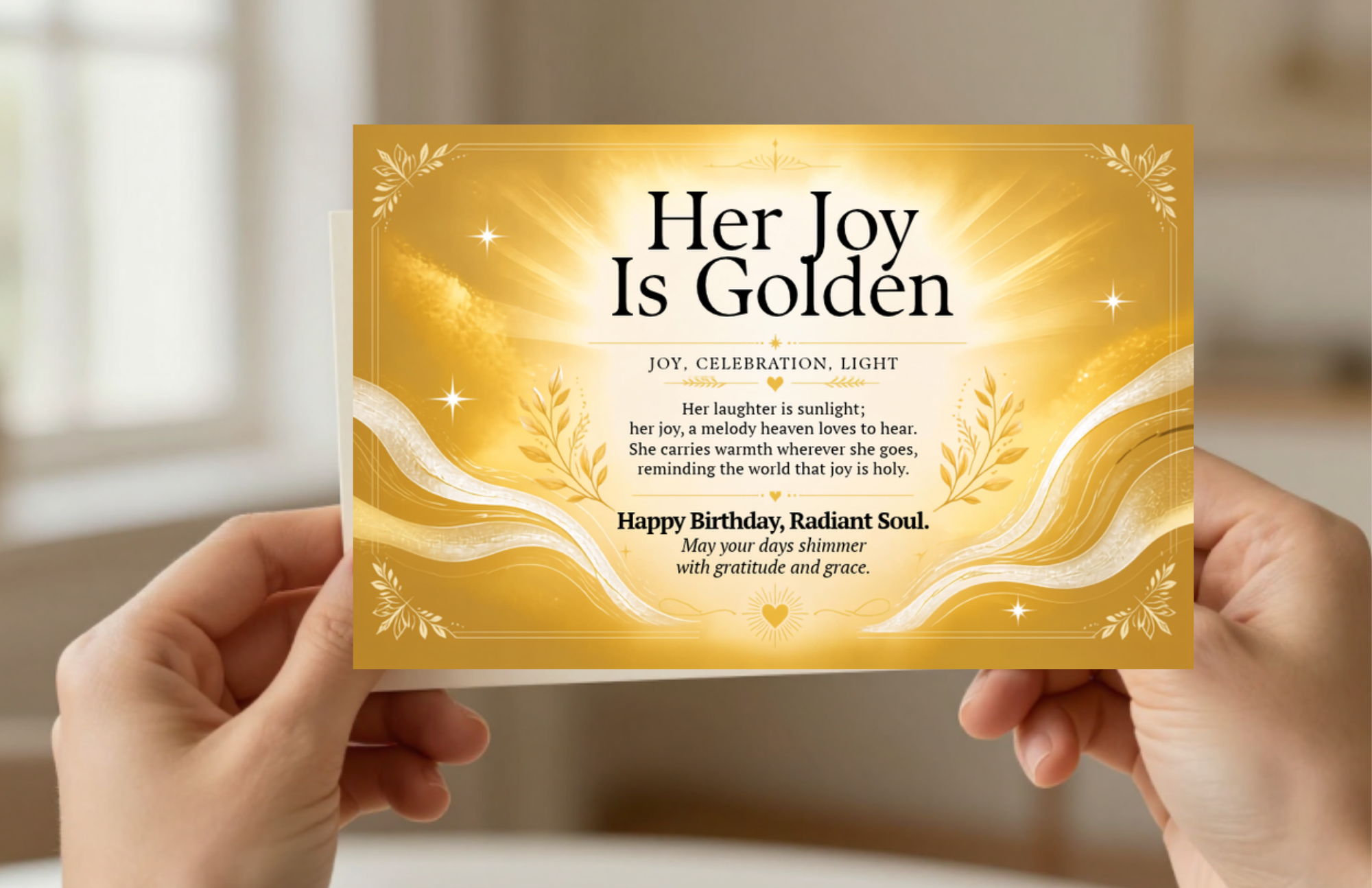 Her Joy Is Golden — Birthday Card (Desk Display).png