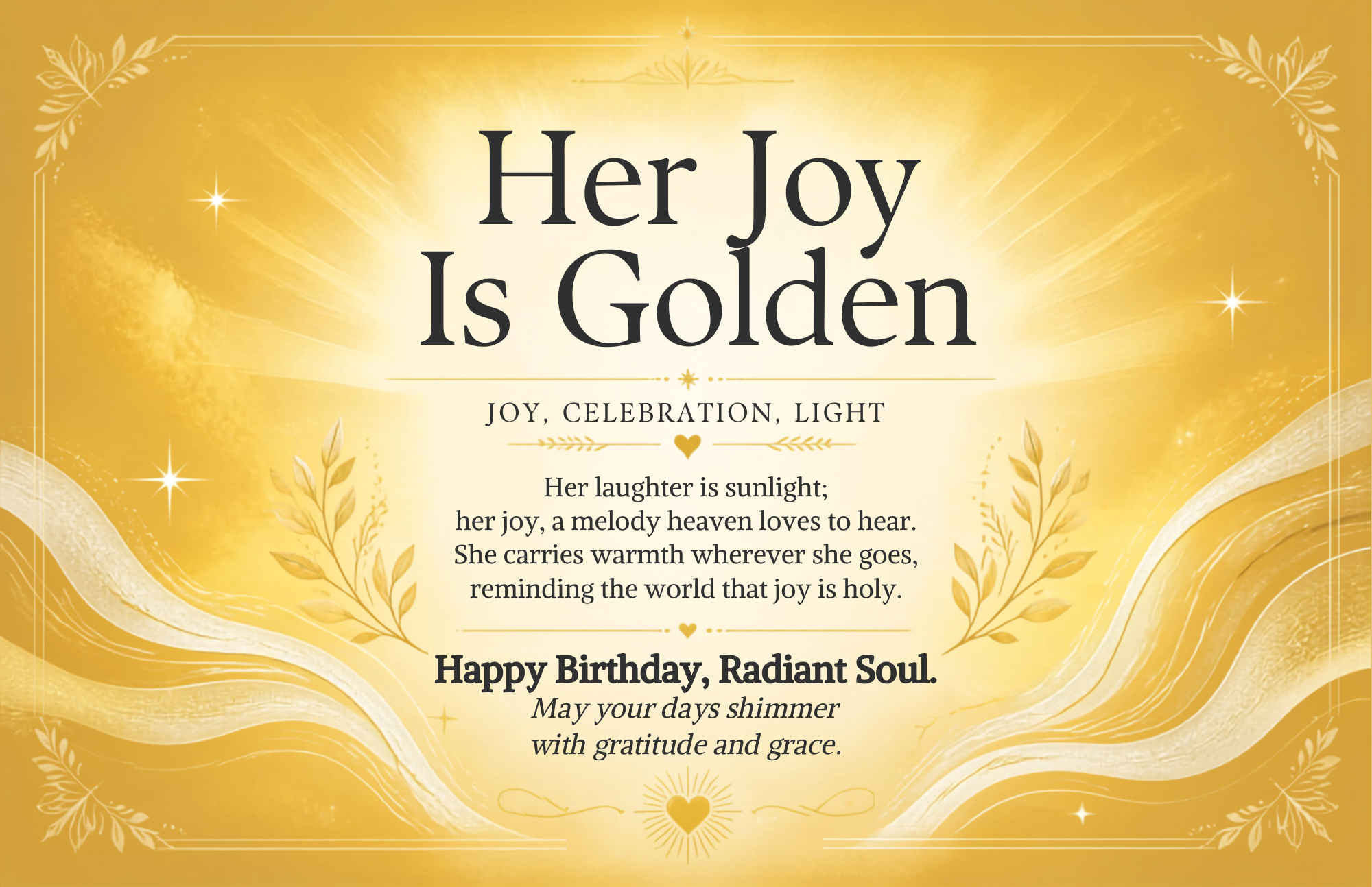 Her Joy Is Golden — Birthday Card