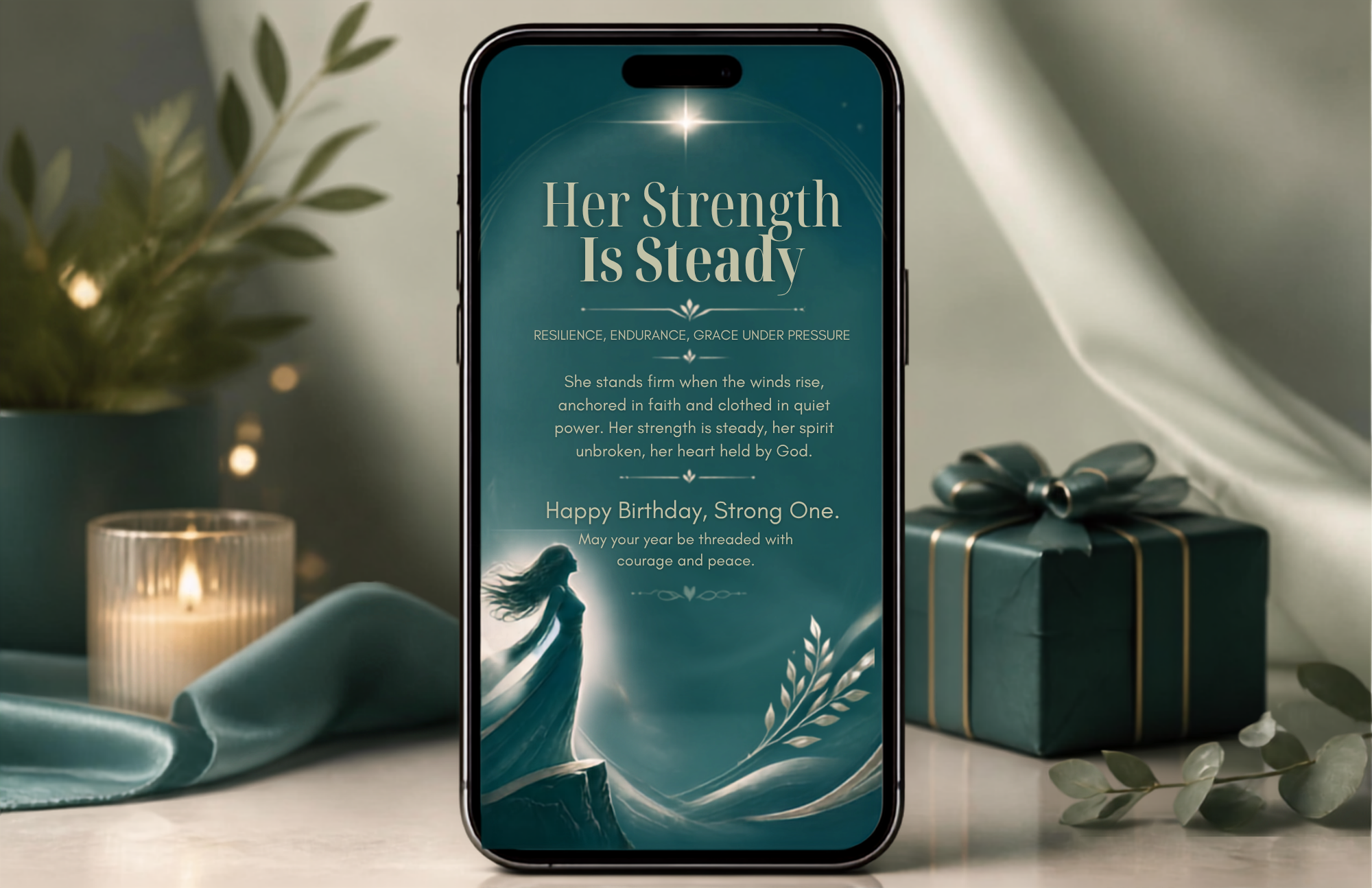 Her Strength Is Steady — Birthday Card (Mobile Edition).png