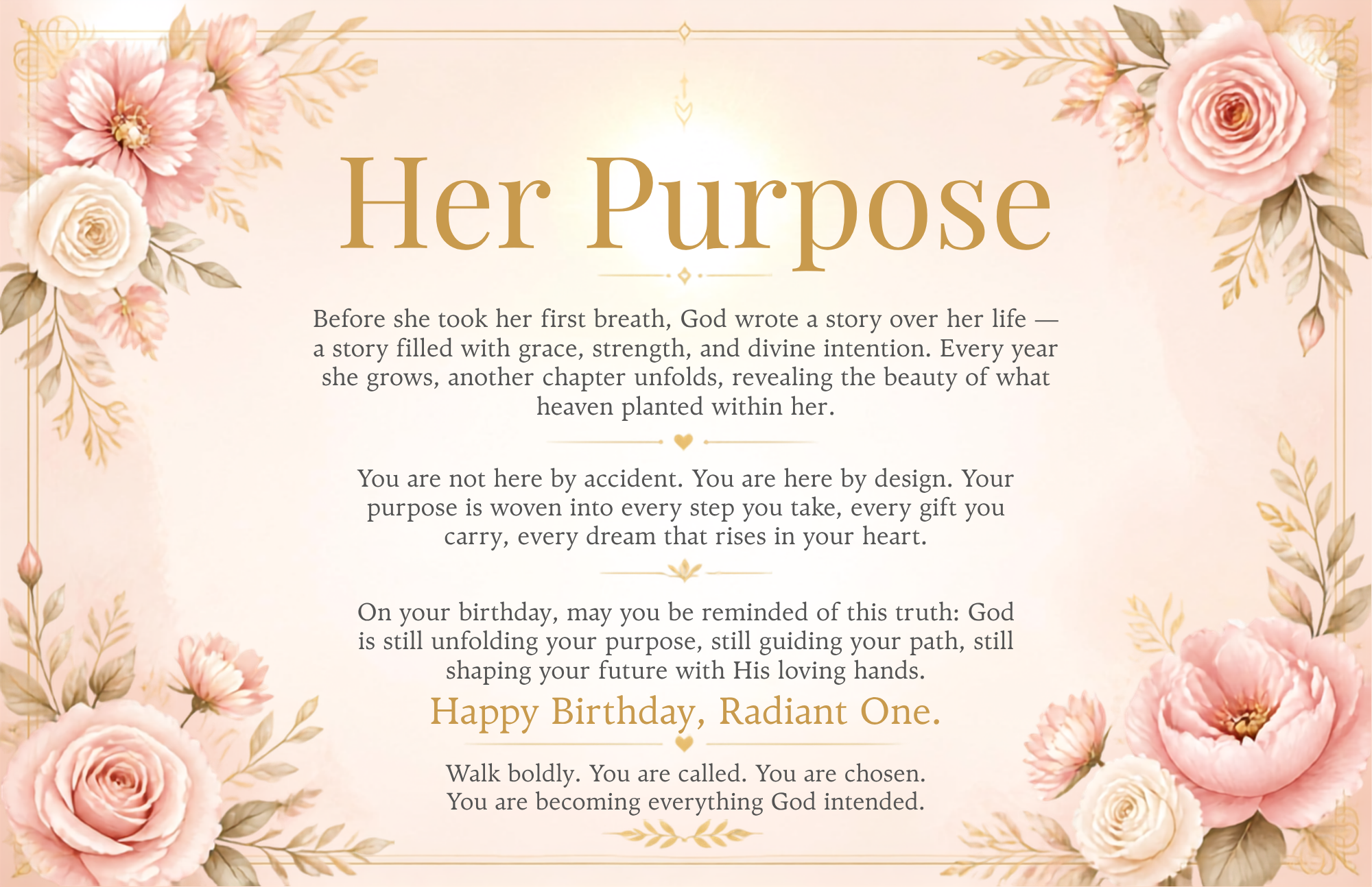 Her Purpose — Birthday Card