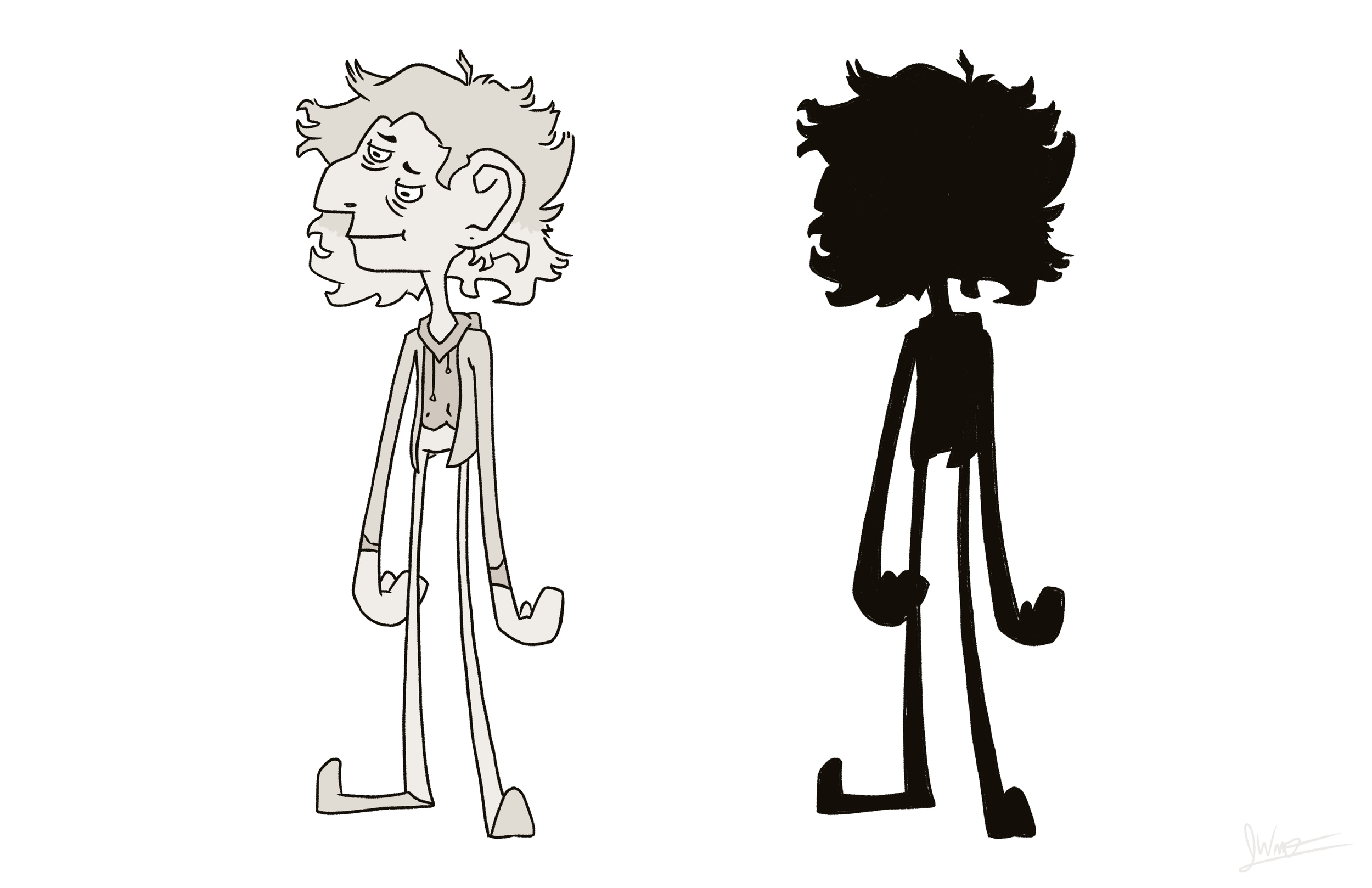 A digitally drawn cartoon of two humanoid characters, one in black silhouette and the other in a light color, standing side by side against a plain white background.