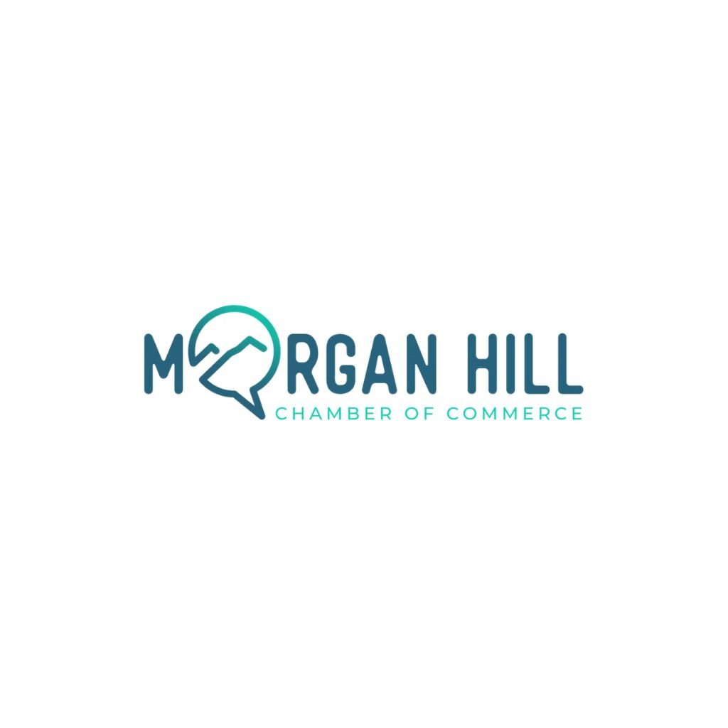 Morgan Hill Chamber of Commerce logo with a speech bubble containing a line graph and the text 'Morgan Hill' and 'Chamber of Commerce' underneath.