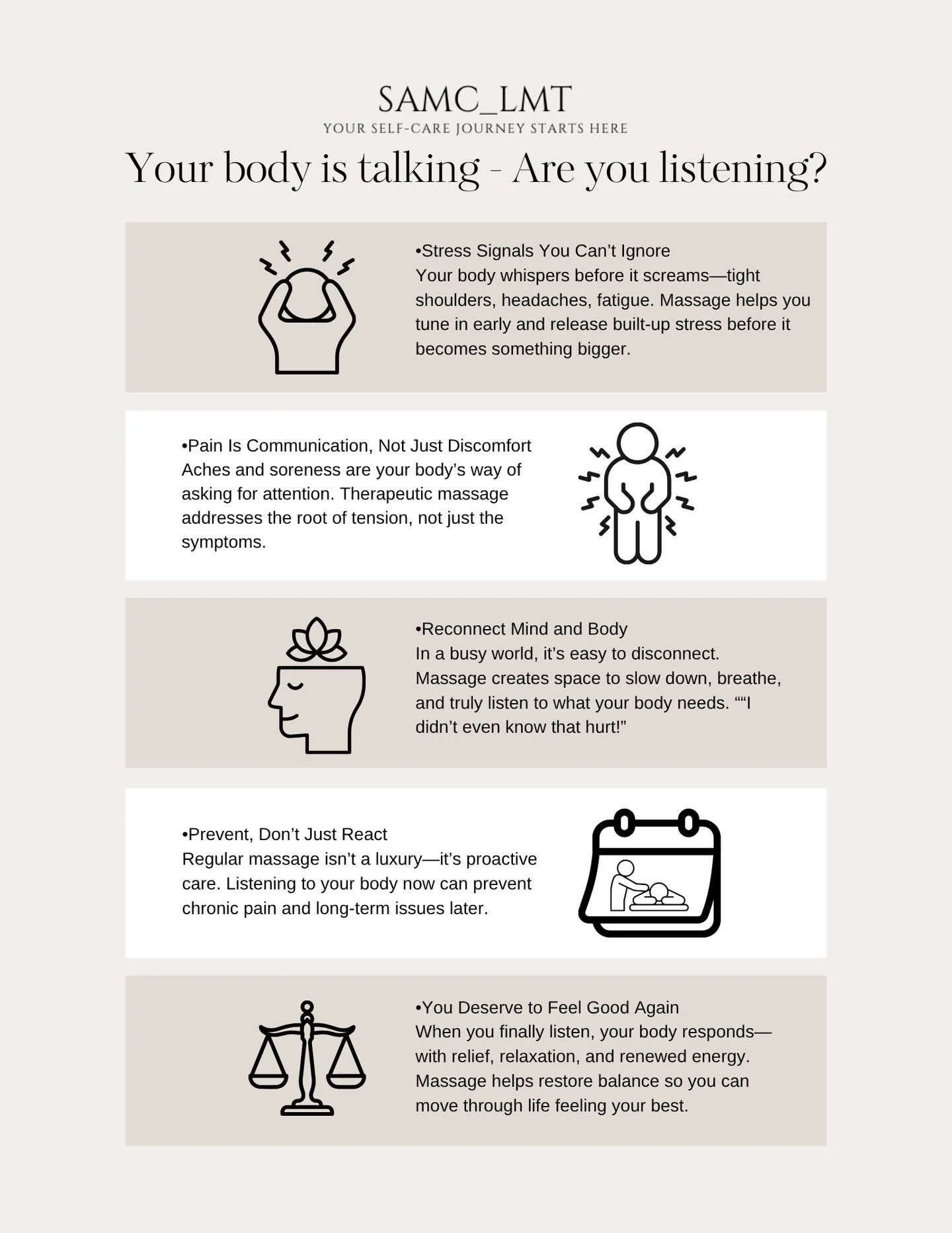 The headaches, the tight shoulders, the constant exhaustion&hellip; those aren&rsquo;t random. Your body is asking for care. Give yourself permission to slow down and heal.
Message me to book.