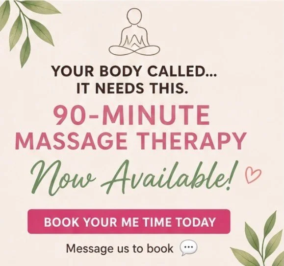 Your self care is only a response away! I have a last minute opening for this Thursday at 12:45pm for a 90 minute session. Message me to get scheduled today.