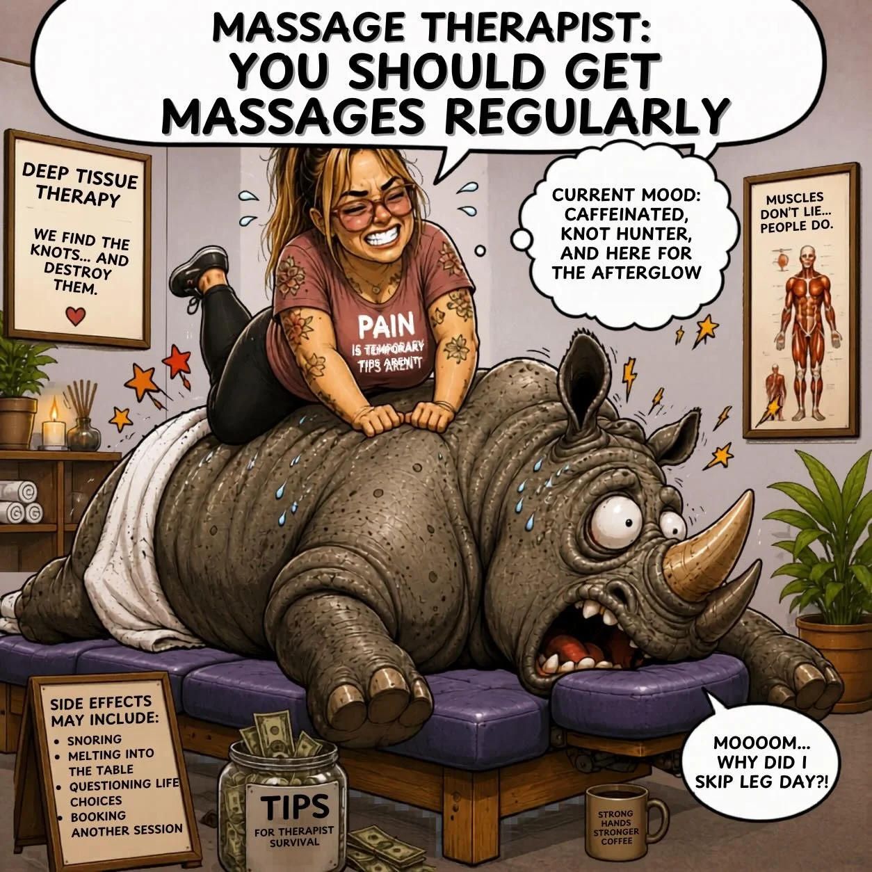 A muscle whisperer ✨🧖&zwj;♀️

I thought this meme was hilarious. Don&rsquo;t forget to book your next session!