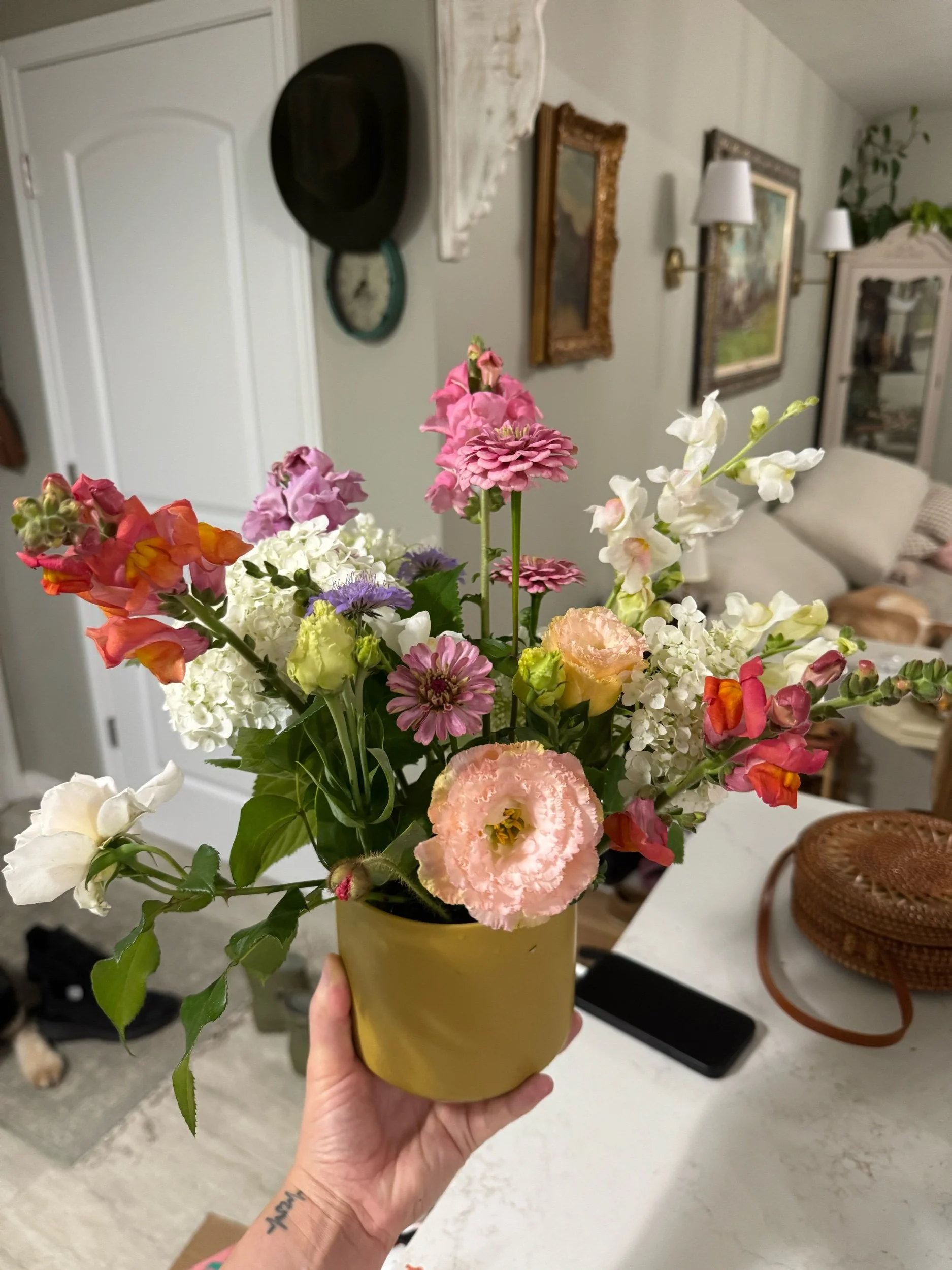 Locally Grown Flowers With Vase Arrangement