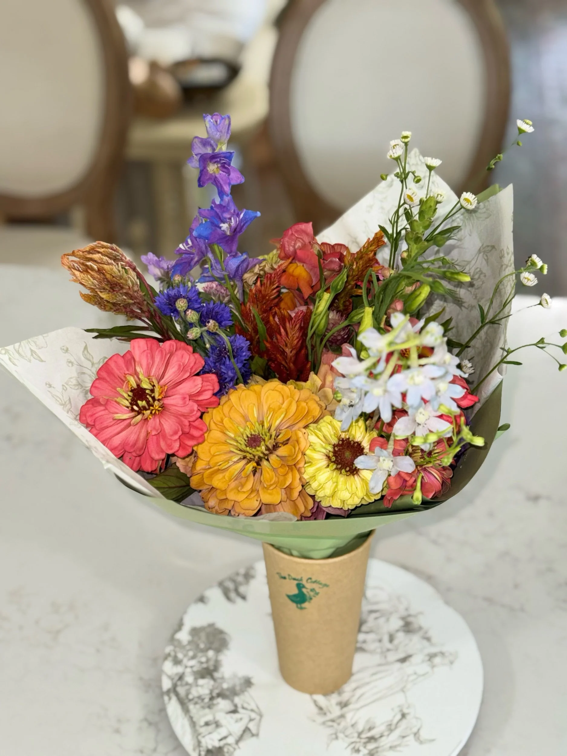 Locally Grown Flowers Bouquet Wrapped Arrangement