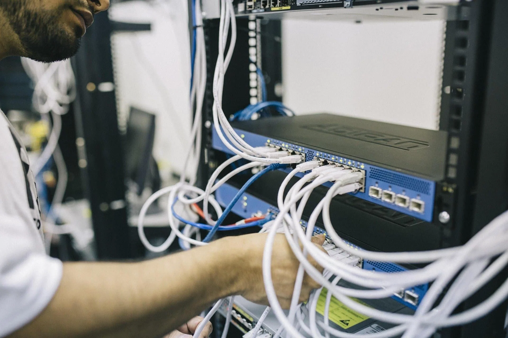 24 Port POE switch installed in a rack