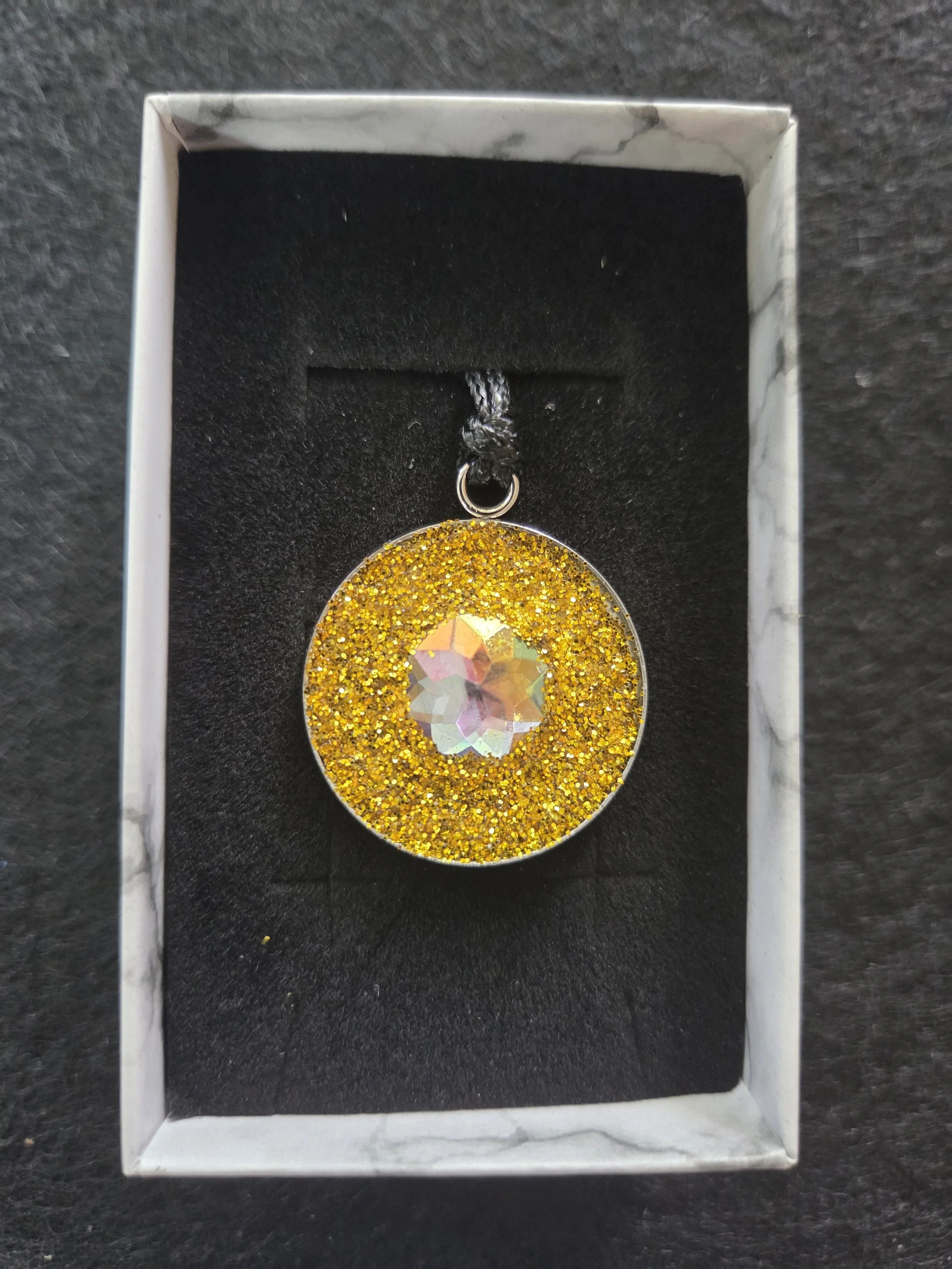 Golden Stardust Crystal Pendant Necklace