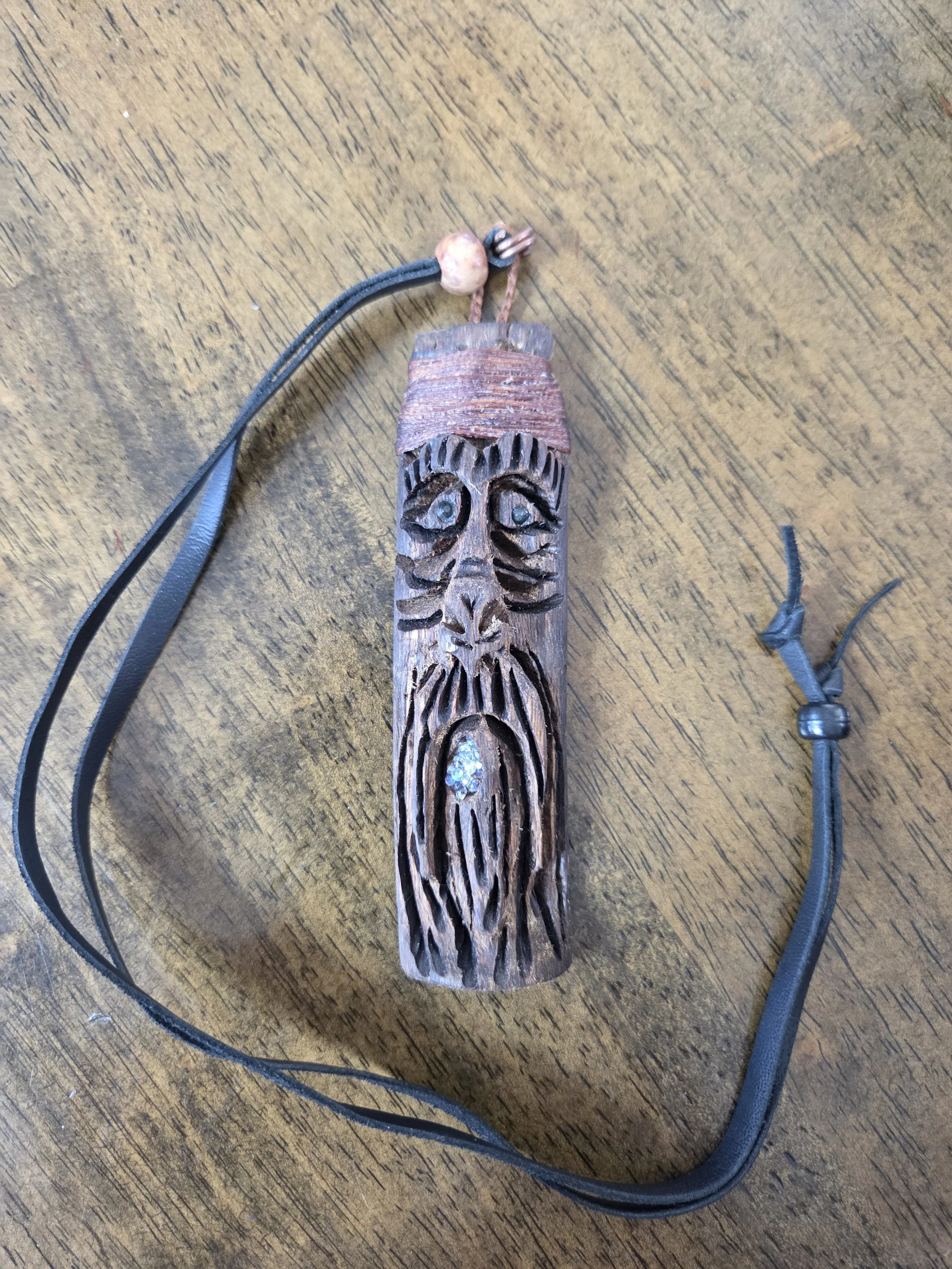 Forest Guardian – Hand-Carved Mango Wood Spirit Pendant