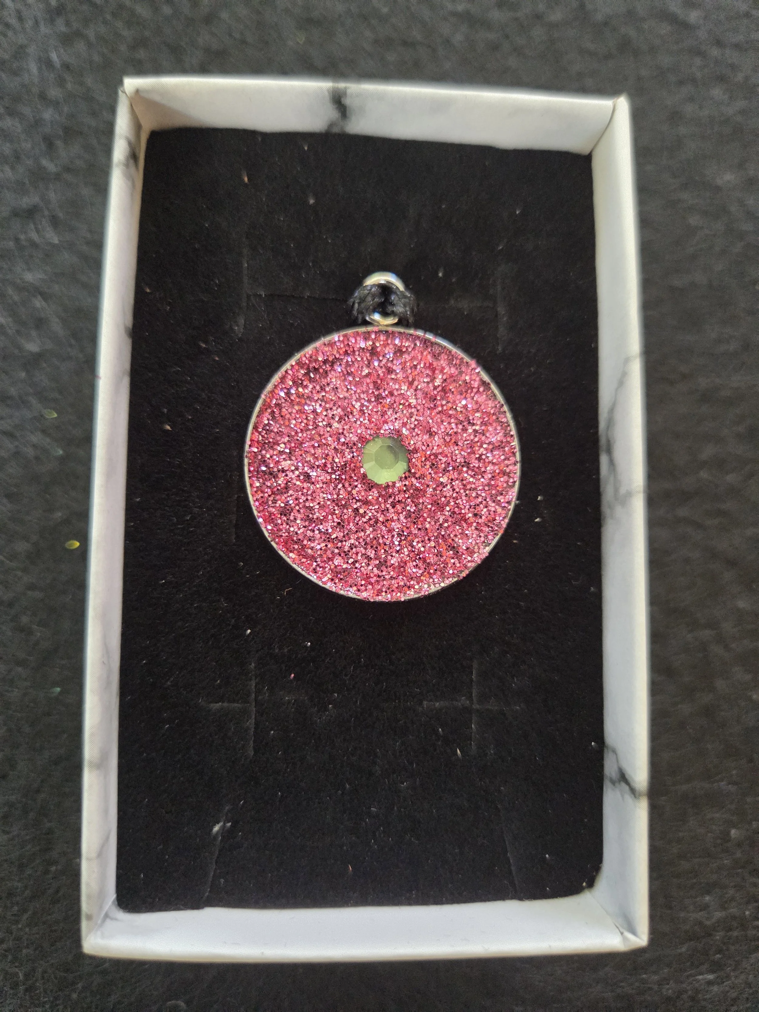 Pink Radiance & Green Crystal Pendant Necklace