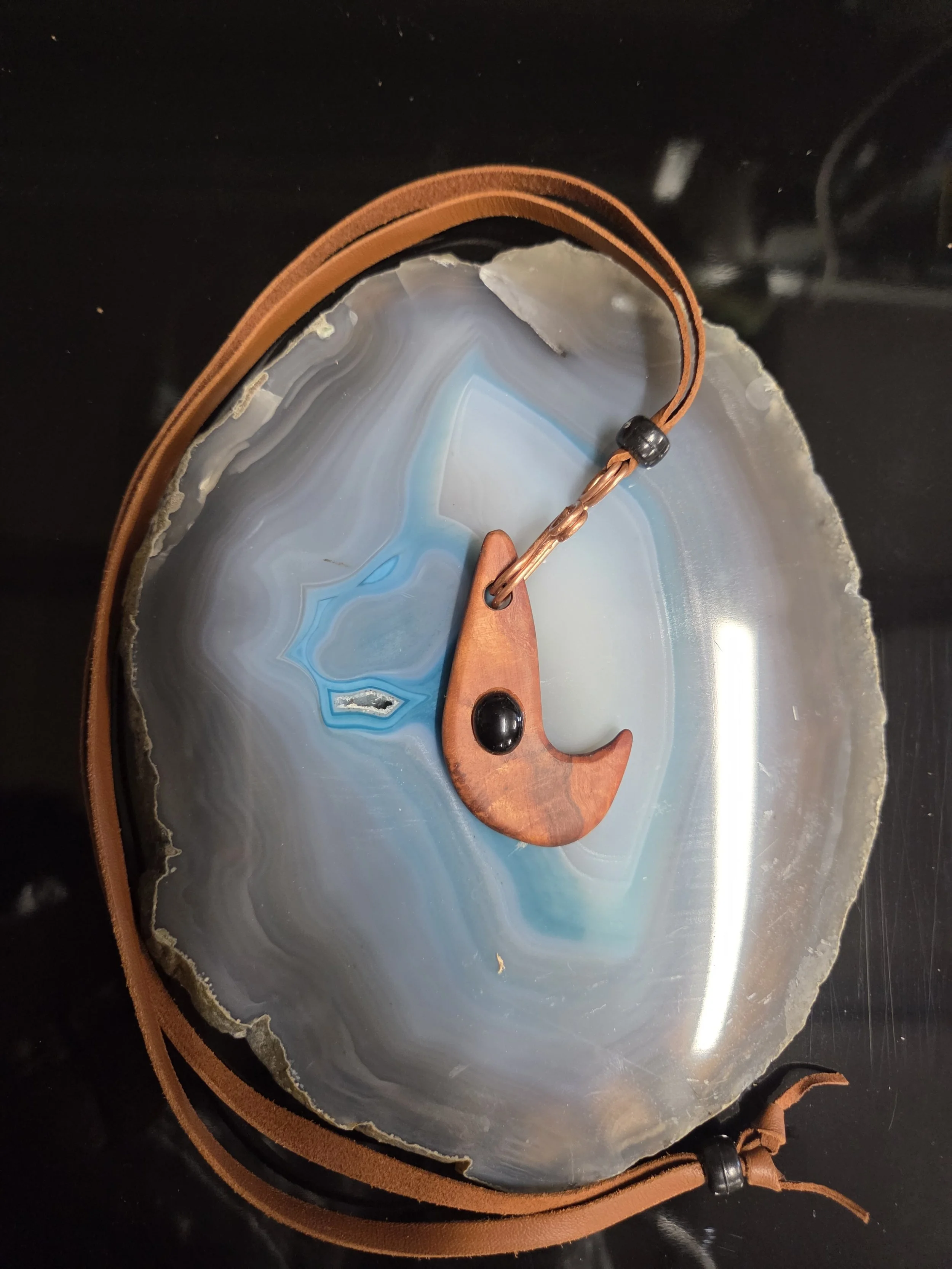 Fishing Hook Eucalyptus Pendant