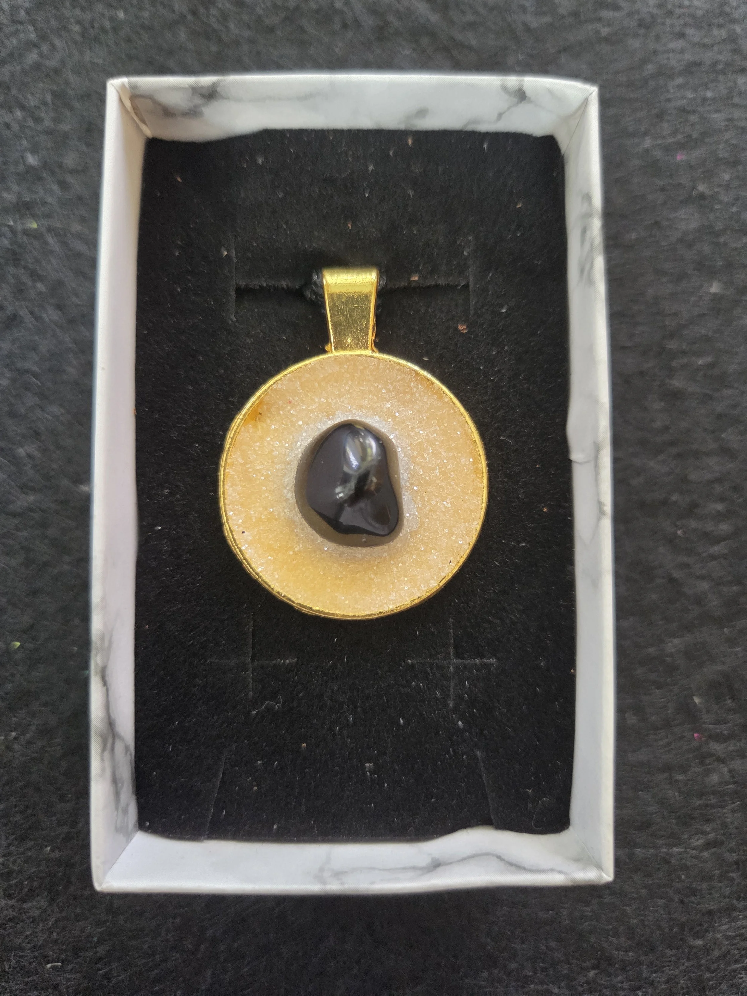 Black Onyx & Crystal Eclipse Pendant Necklace