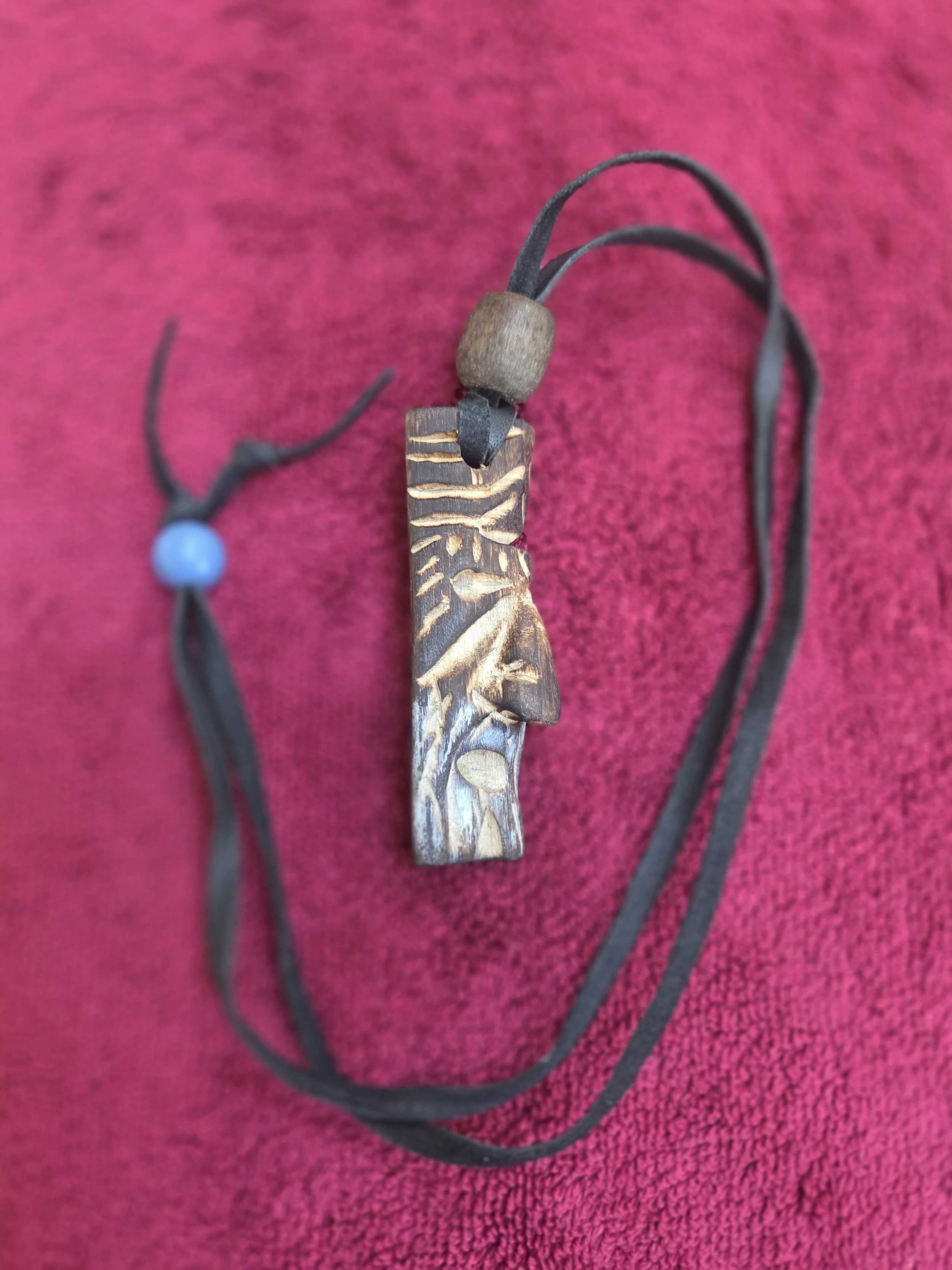Hand Wood Carved Spirit Necklace