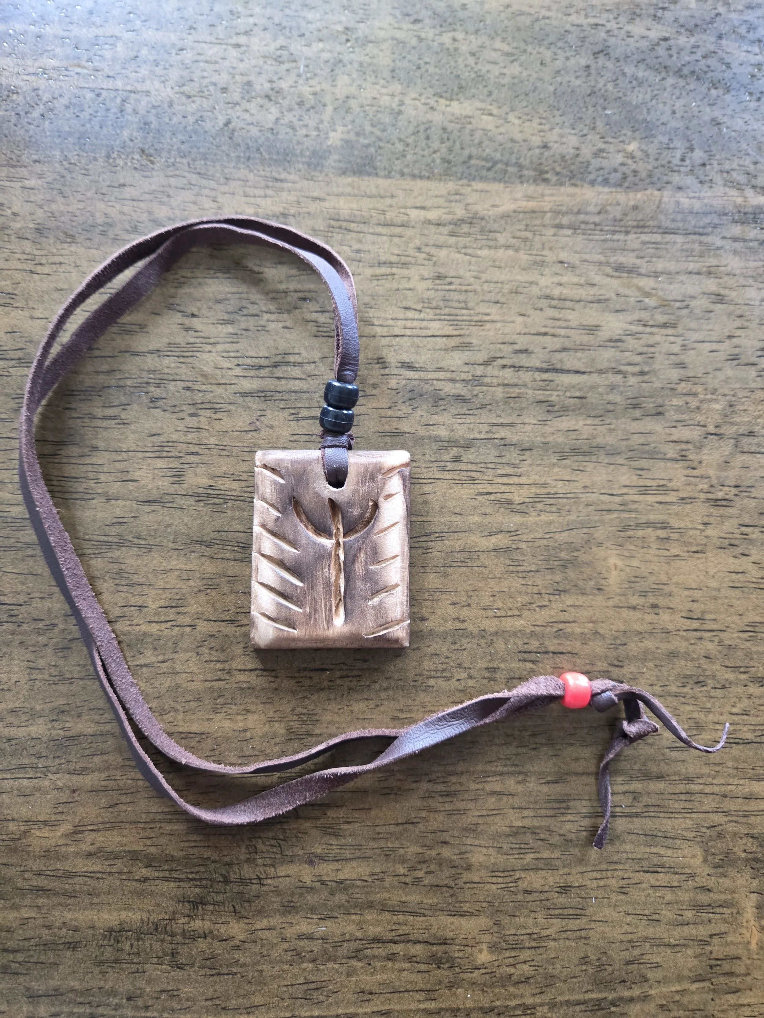 Algiz – Rune of Protection | Hand-Carved Pine Pendant