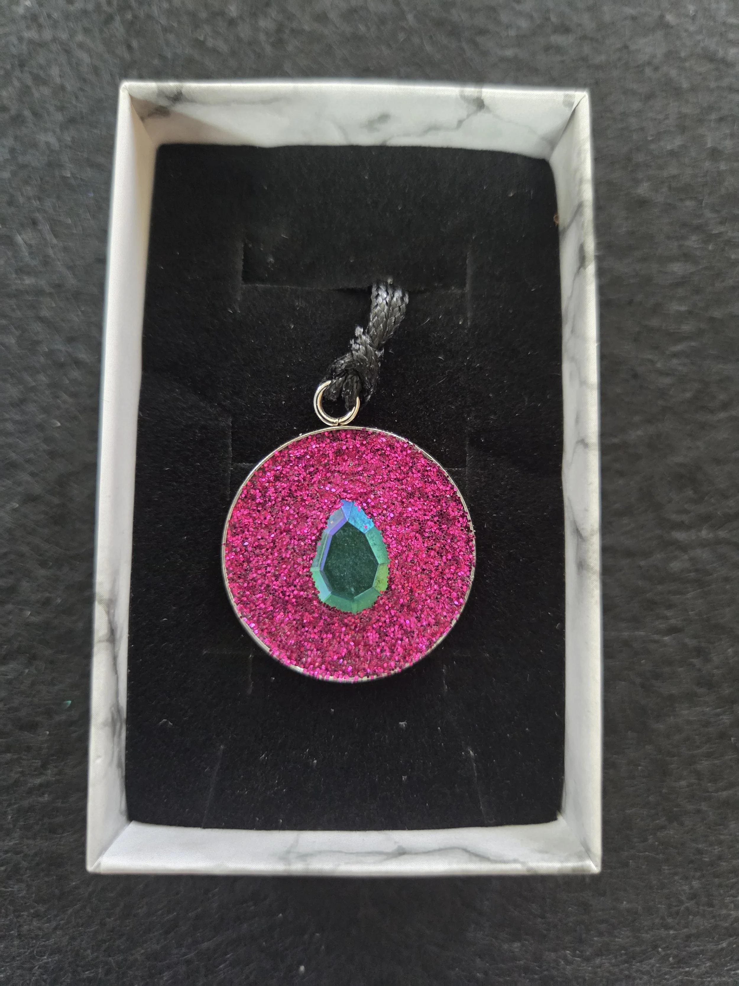 Magenta & Aqua Teardrop Sparkle Pendant Necklace
