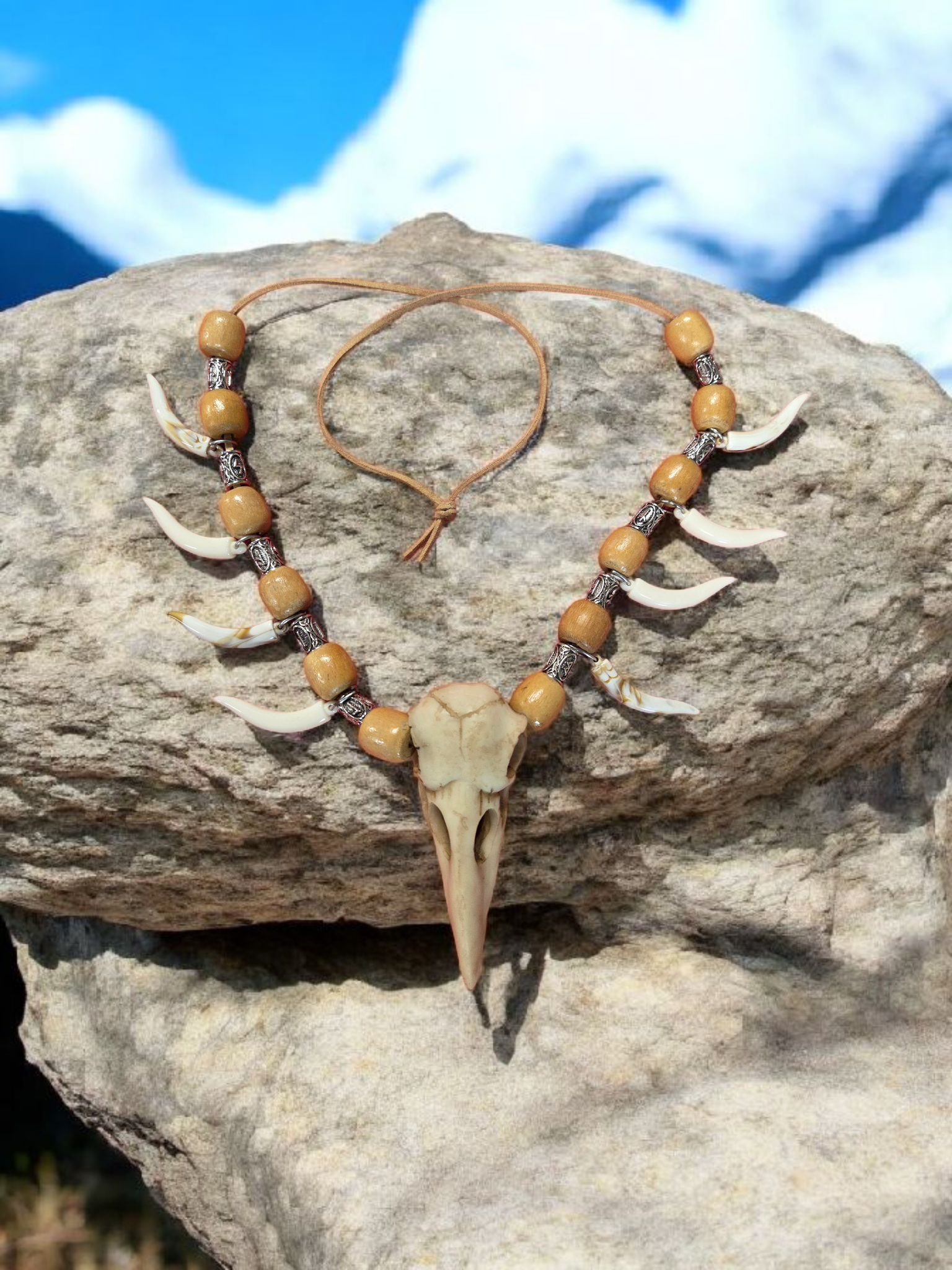 Crow Skull and Claw Spirit Necklace