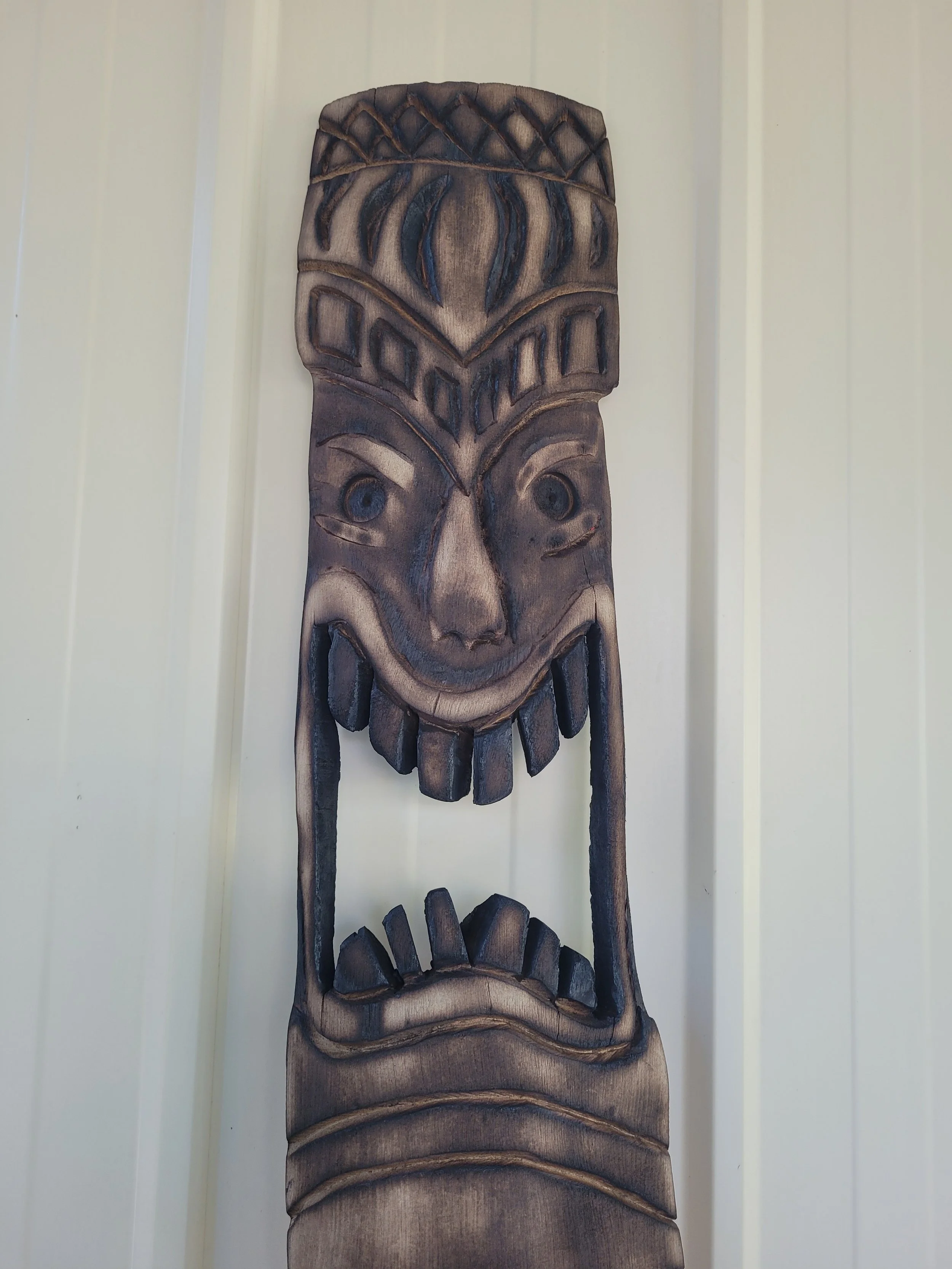 Tiki Pole Wood Carving