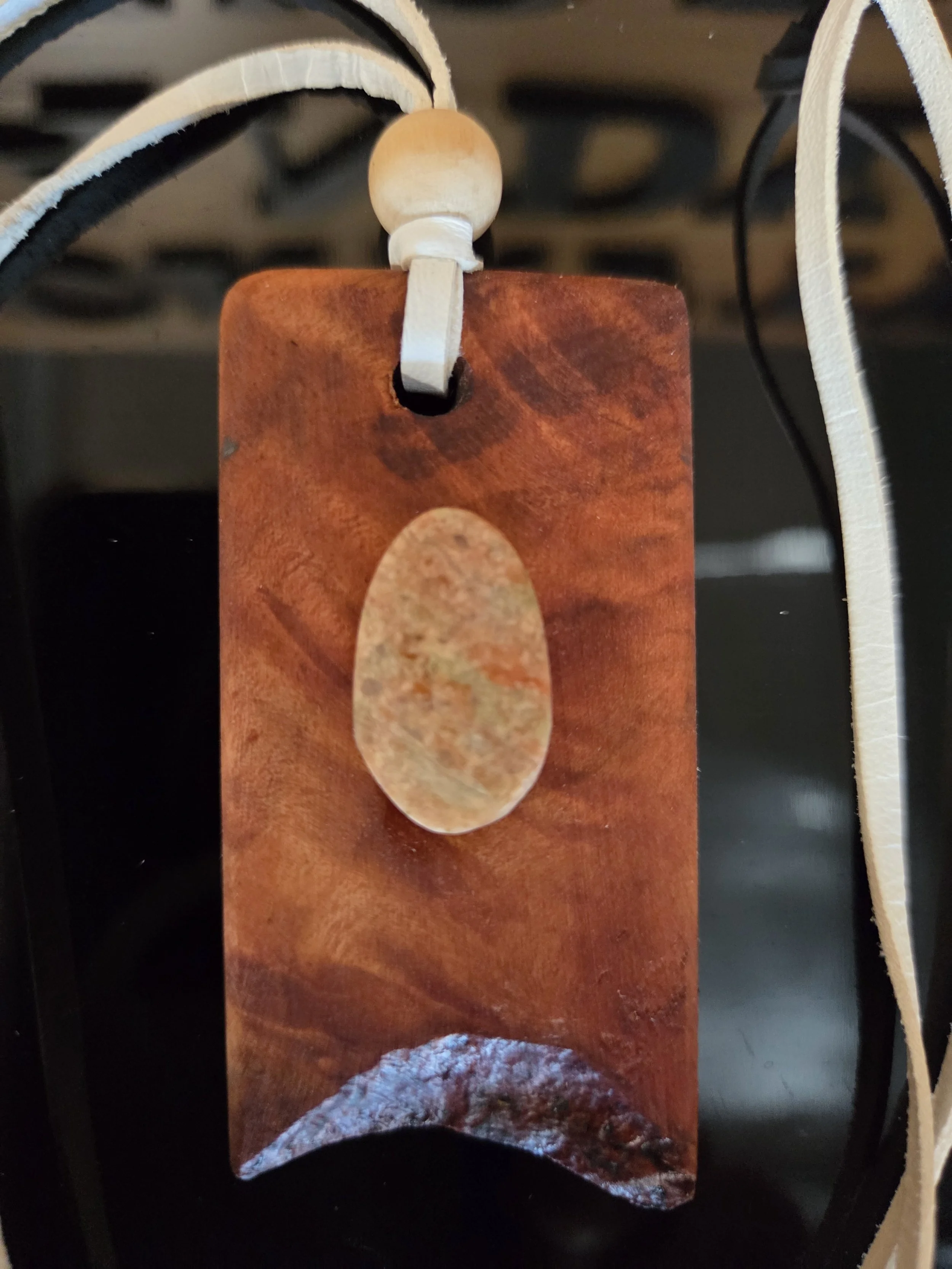 Faceted Unakite Eucalyptus Pendant