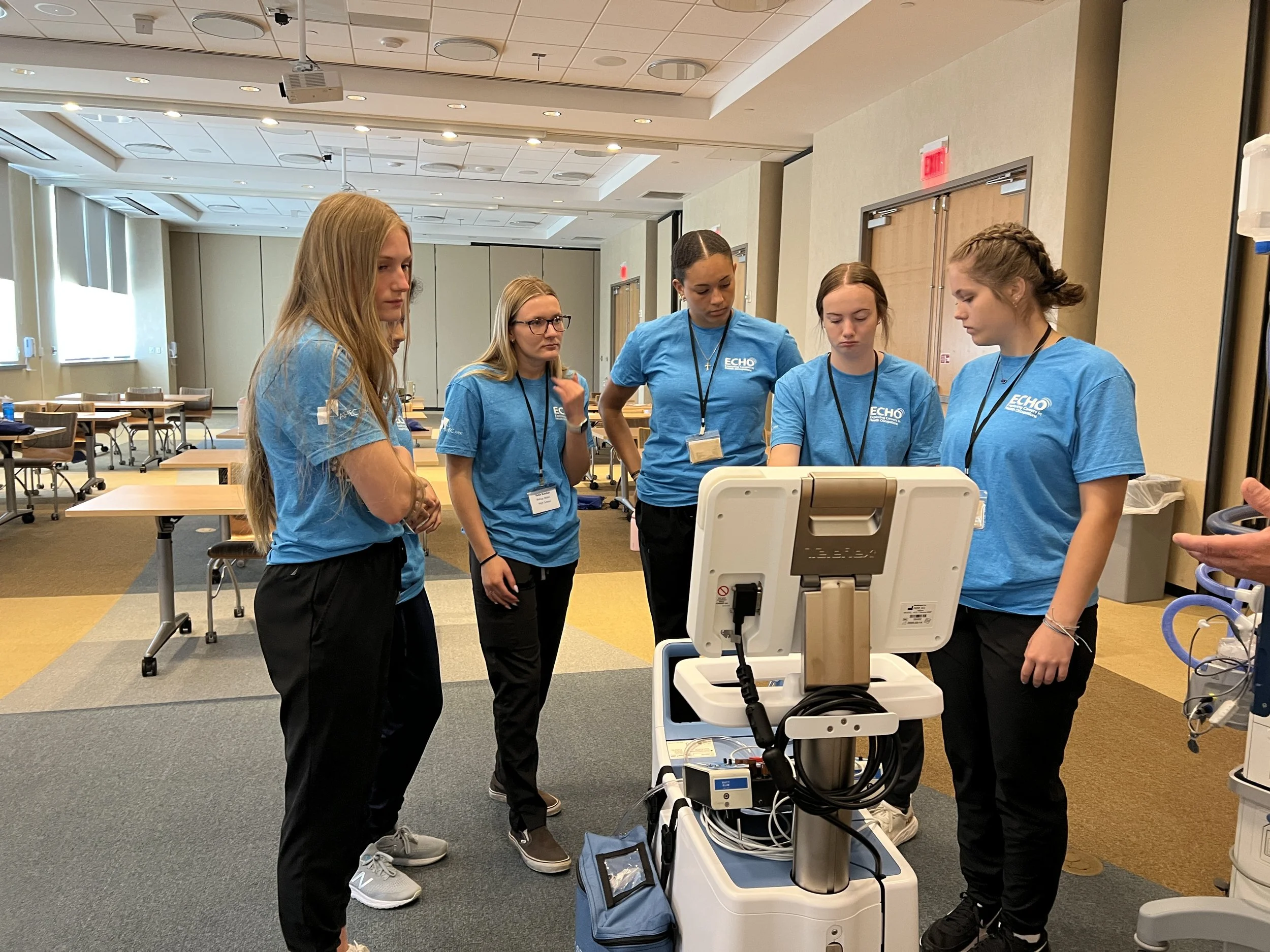 ECHO students with medical training equipment