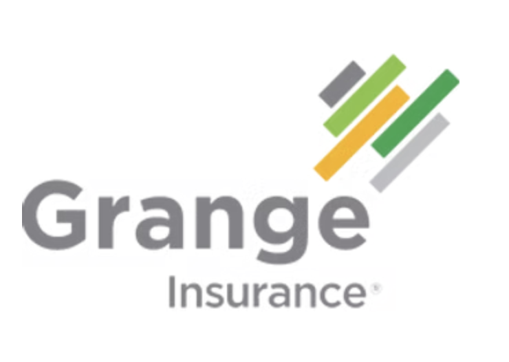 Logo for Grange Insurance with stylized colorful lines and text.
