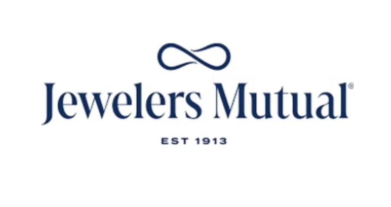 Logo of Jewelers Mutual Insurance Company with text and a stylized infinity symbol above the company name and established date 1913.