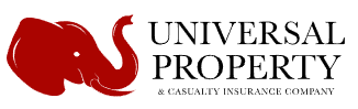 Universal Property & Casualty Insurance Company logo with a red elephant head and company name