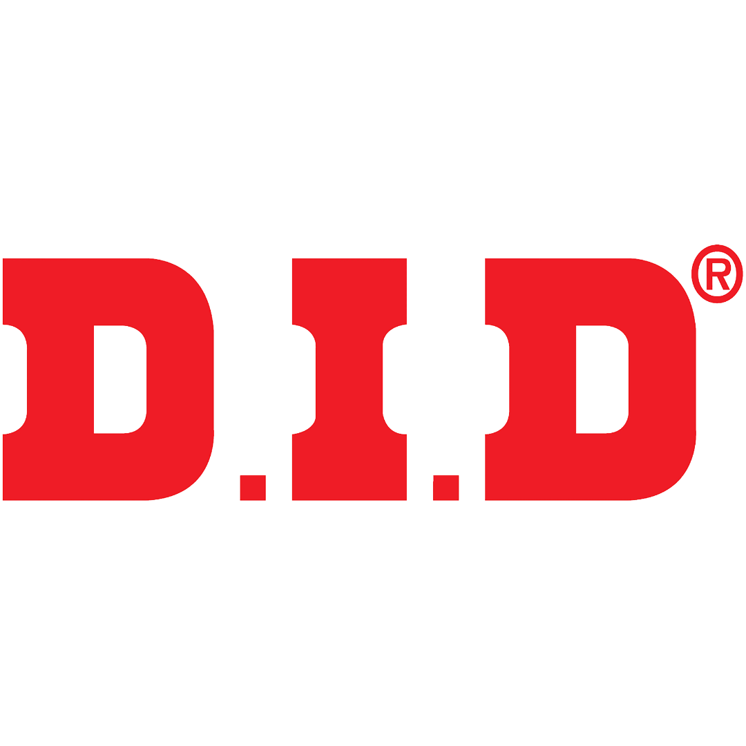 Close-up of the red and white D.I.D. logo with bold letters