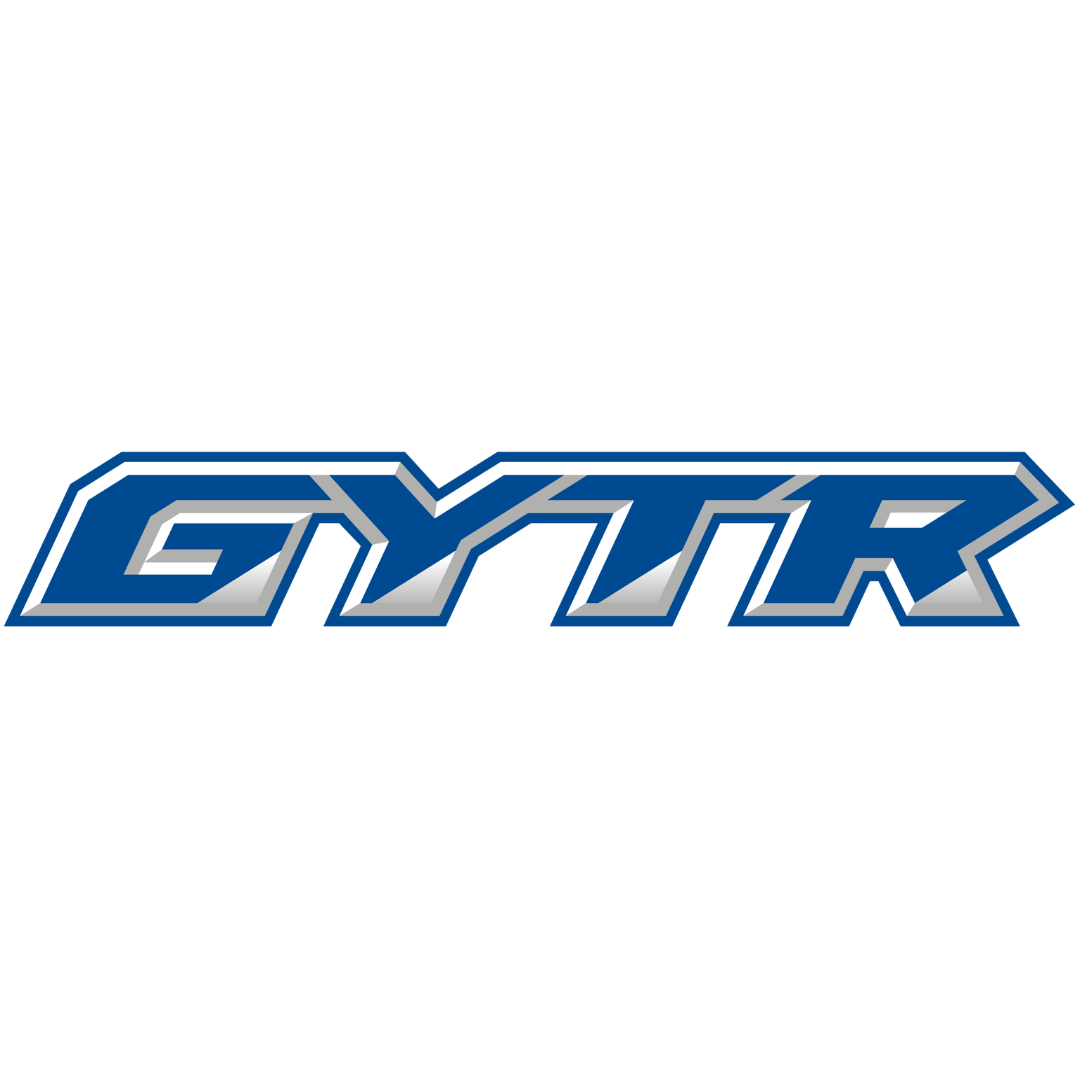 Logo with the word 'GTR' in bold blue and silver letters with a chrome-like effect.