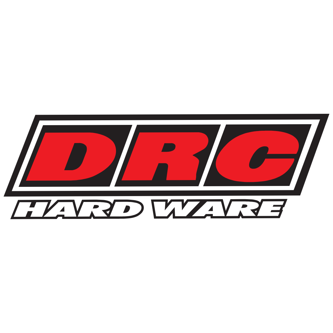 Logo for DRC Hard Ware with red letters D, R, C and black and white text beneath reading 'HARD WARE'.