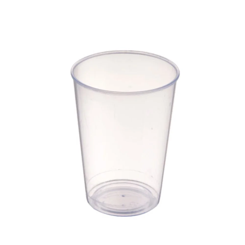 A clear plastic cup.