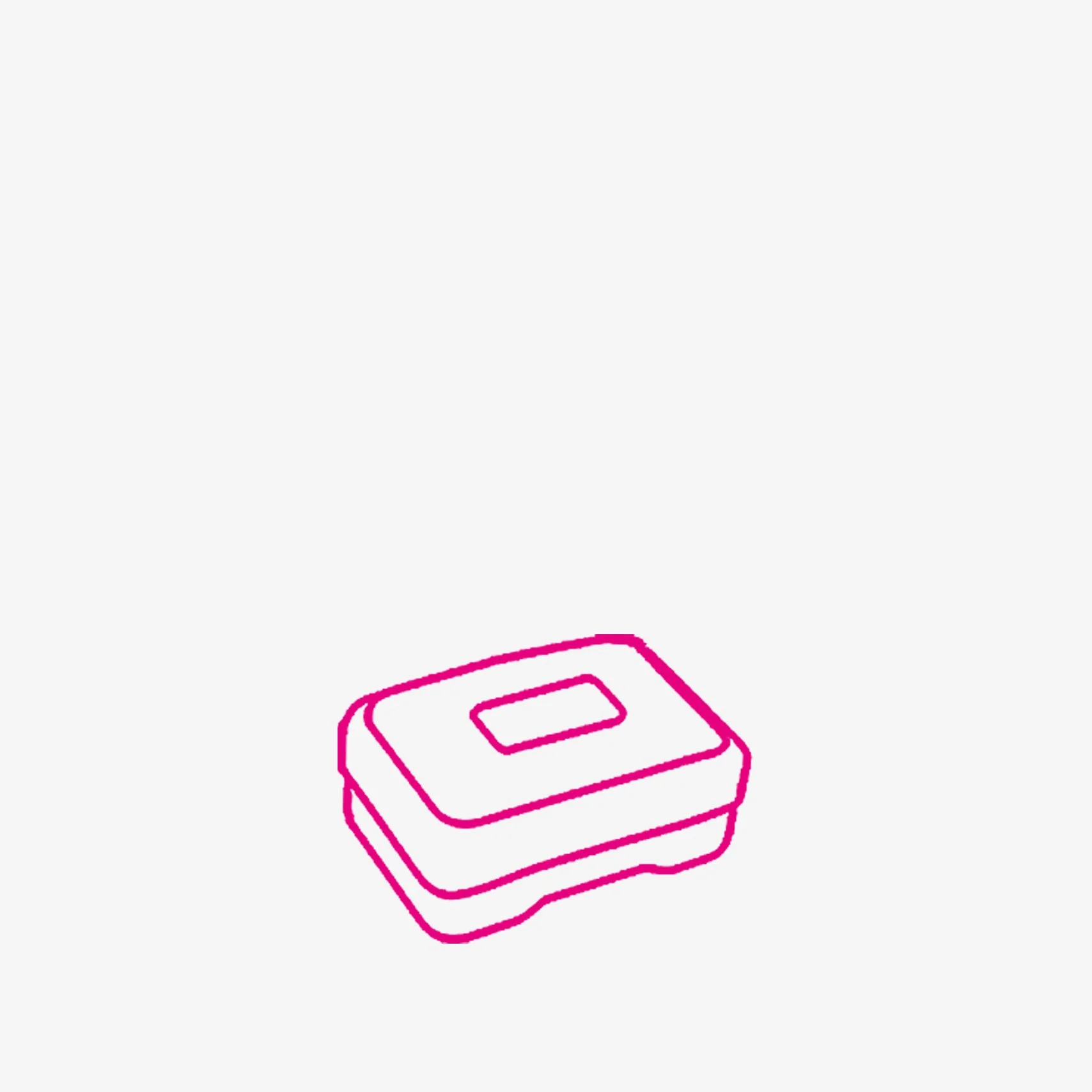 A line drawing of soap case by clips company.