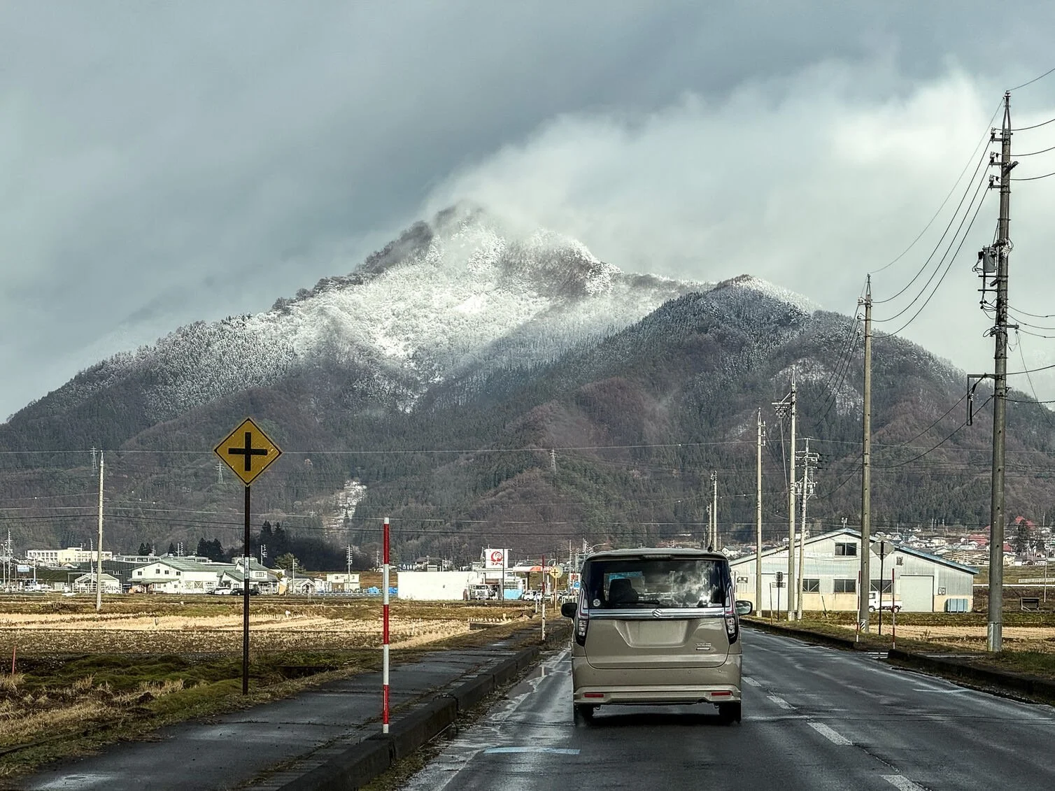 View of Mountain in Rural Japan from the Car