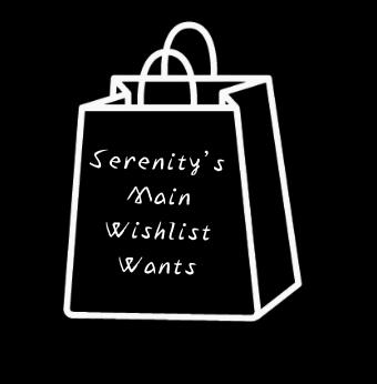 A shopping bag with the words "Serenity's Main Wishlist Wants" written on it.