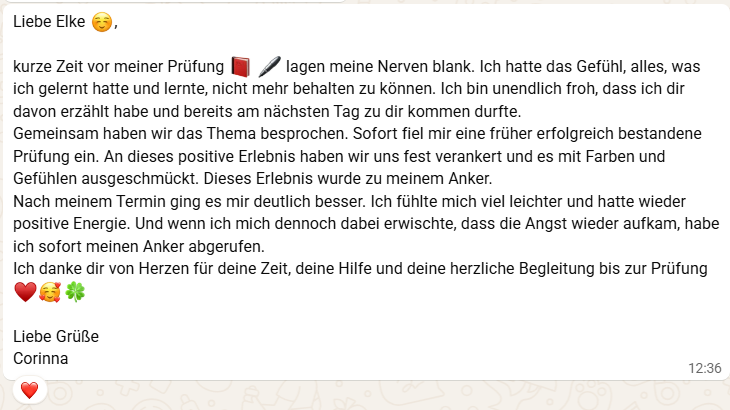 Feedback Kundin von Elke Kieber, Anker und Gespräch