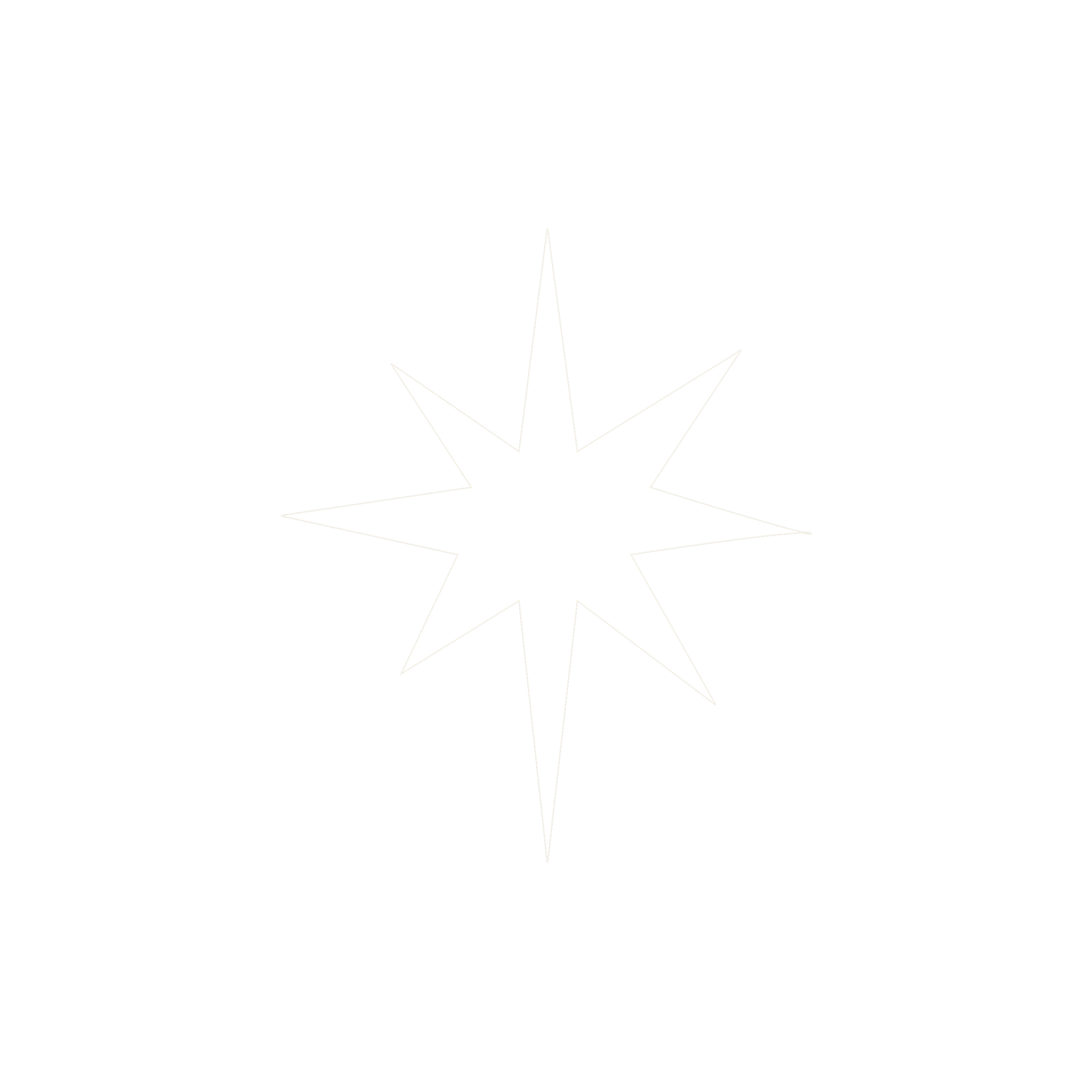 Black and white illustration of a star with sharp points radiating outward