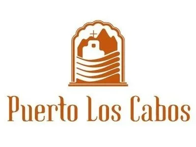 Logotipo de 'Puerto Los Cabos' en color naranja-dorado.