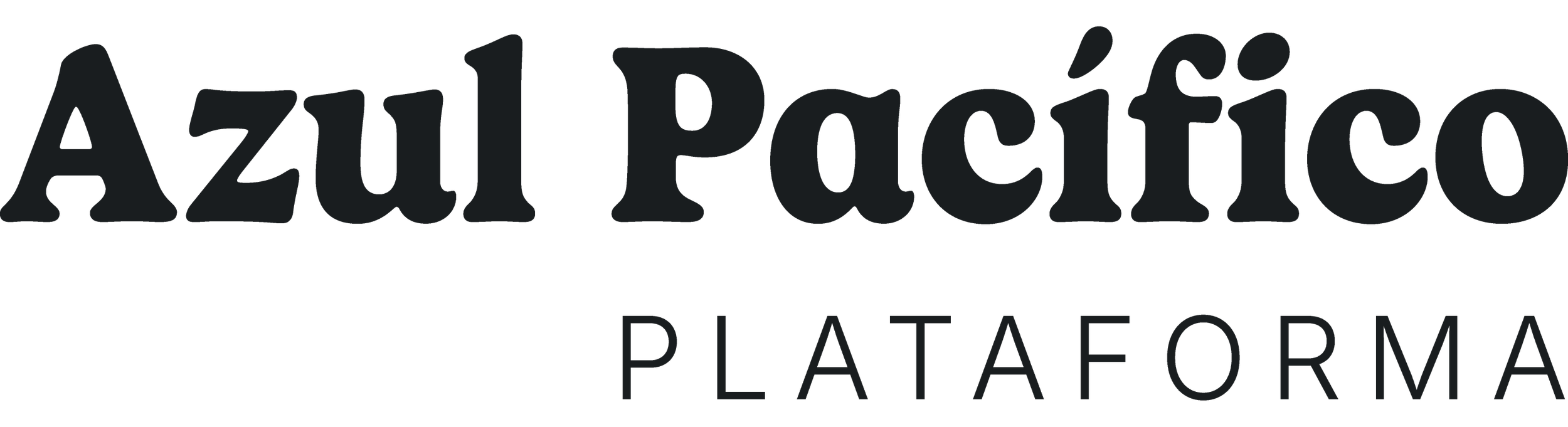 Logo con texto 'Azul Pacífico Plataforma' en letras negras sobre fondo transparente.