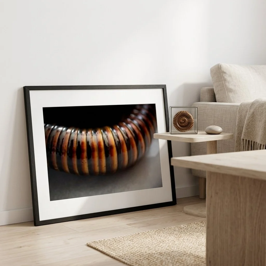 framed giant tiger millipede art print by Segment Studio