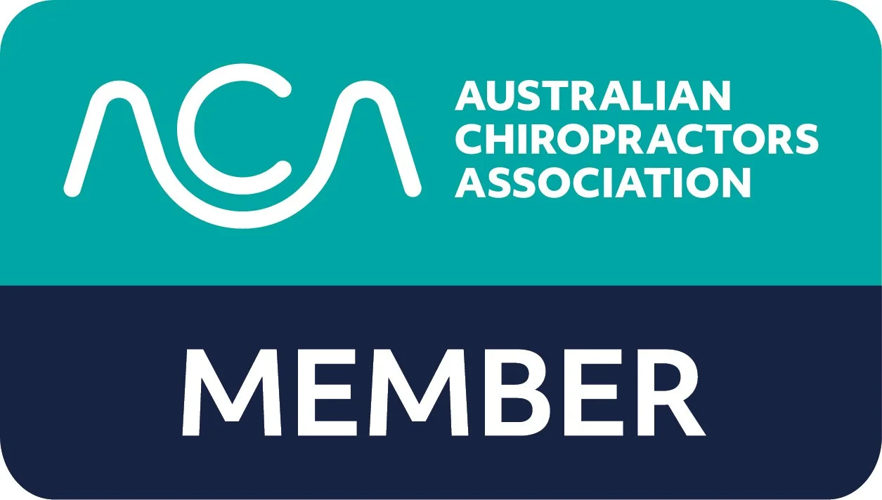 Membership badge for the Australian Chiropractors Association with the organization's logo and the word "MEMBER".