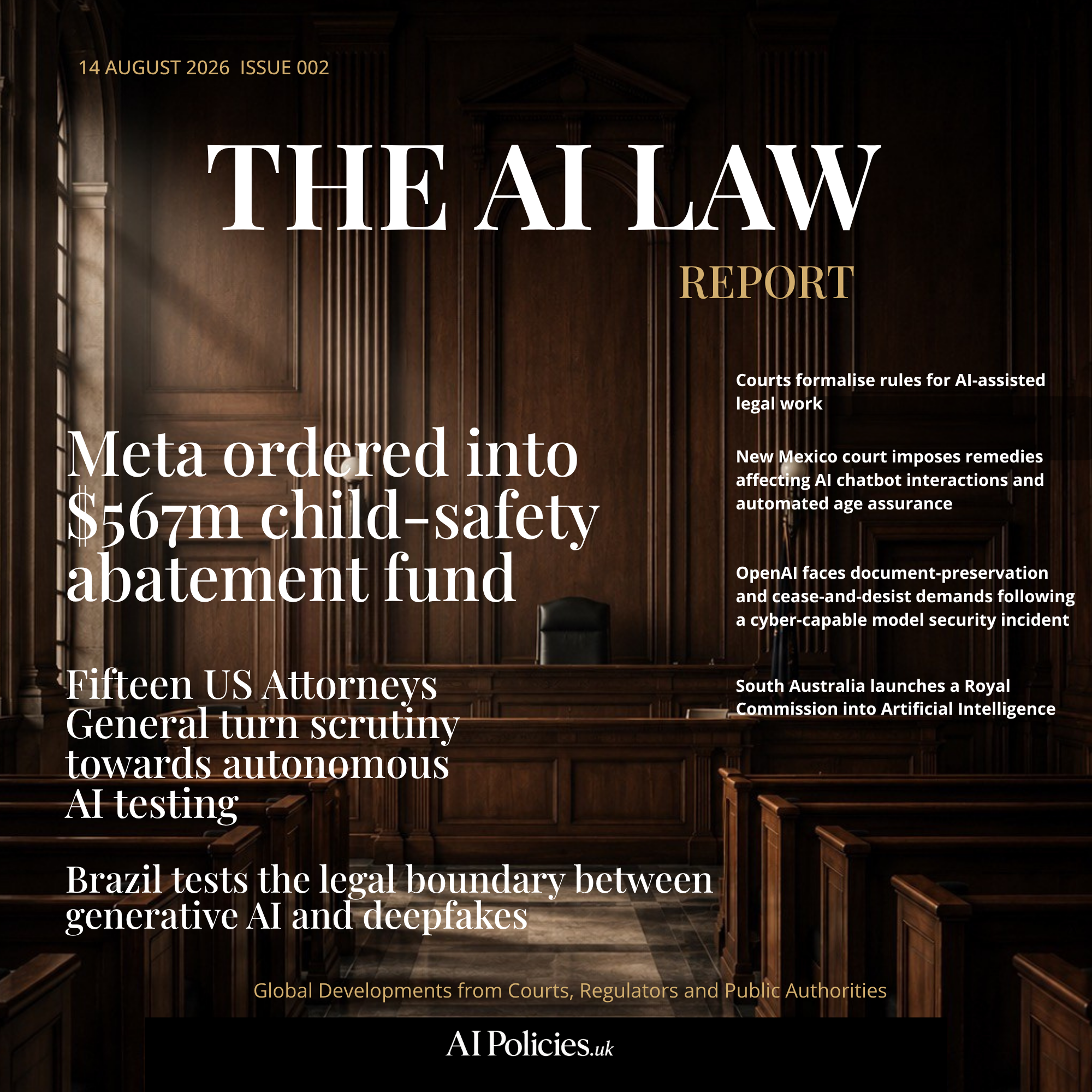 The AI Law Report  Issue 002&nbsp; |&nbsp; Friday 14 August 2026