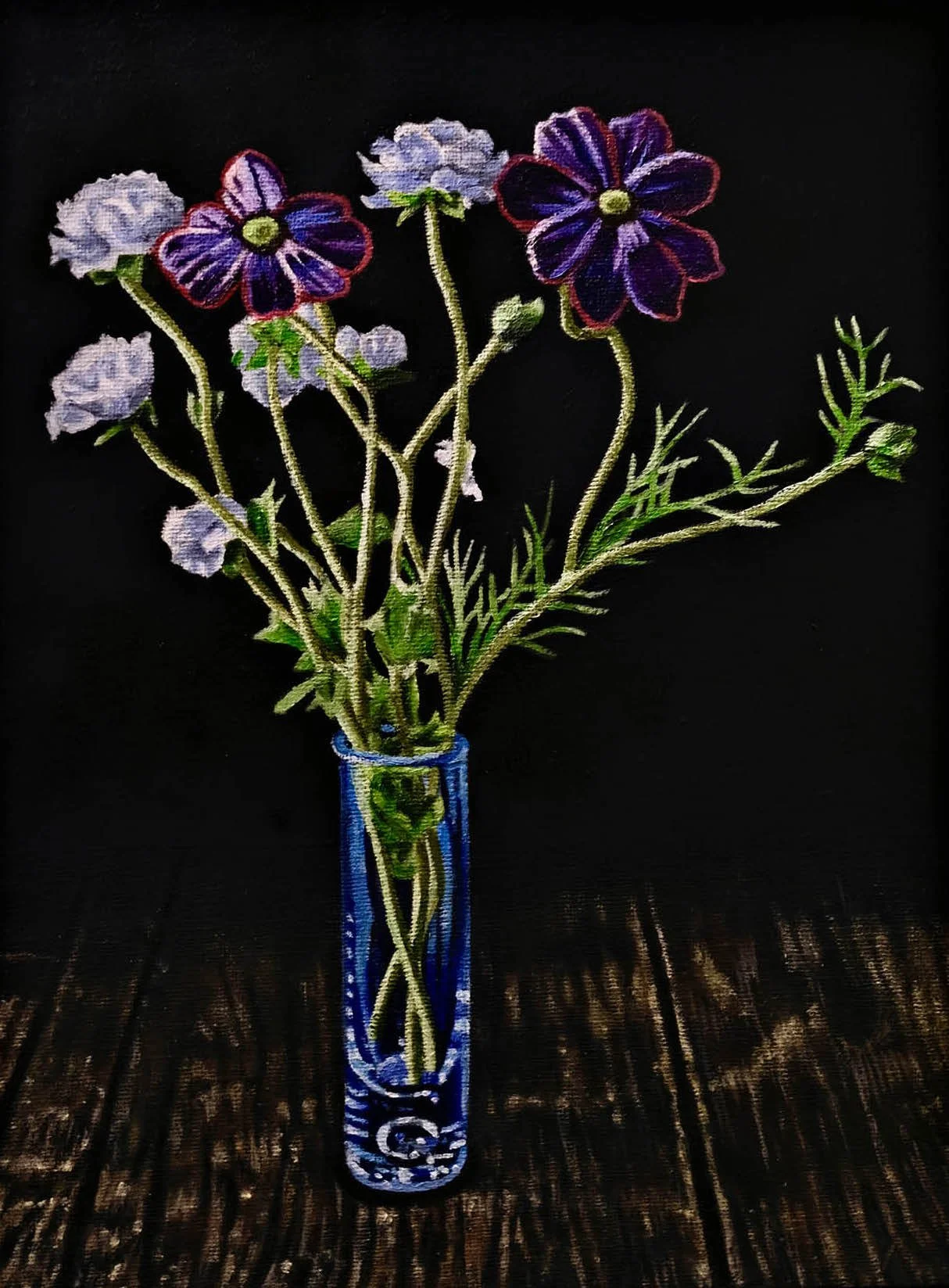 Vase with flowers  9” x 12”  $575