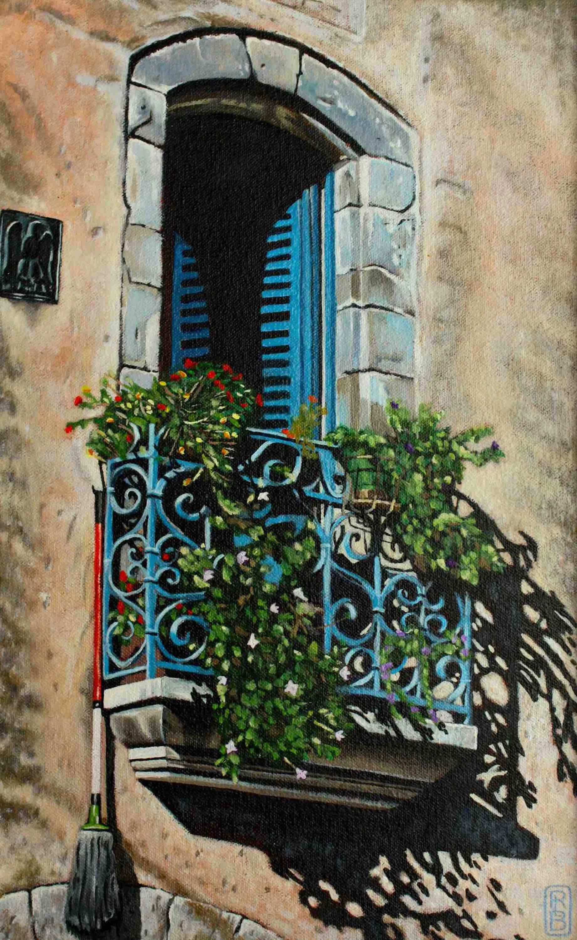 Joan's Balcony 9.5 ” x 11” (framed)  $600