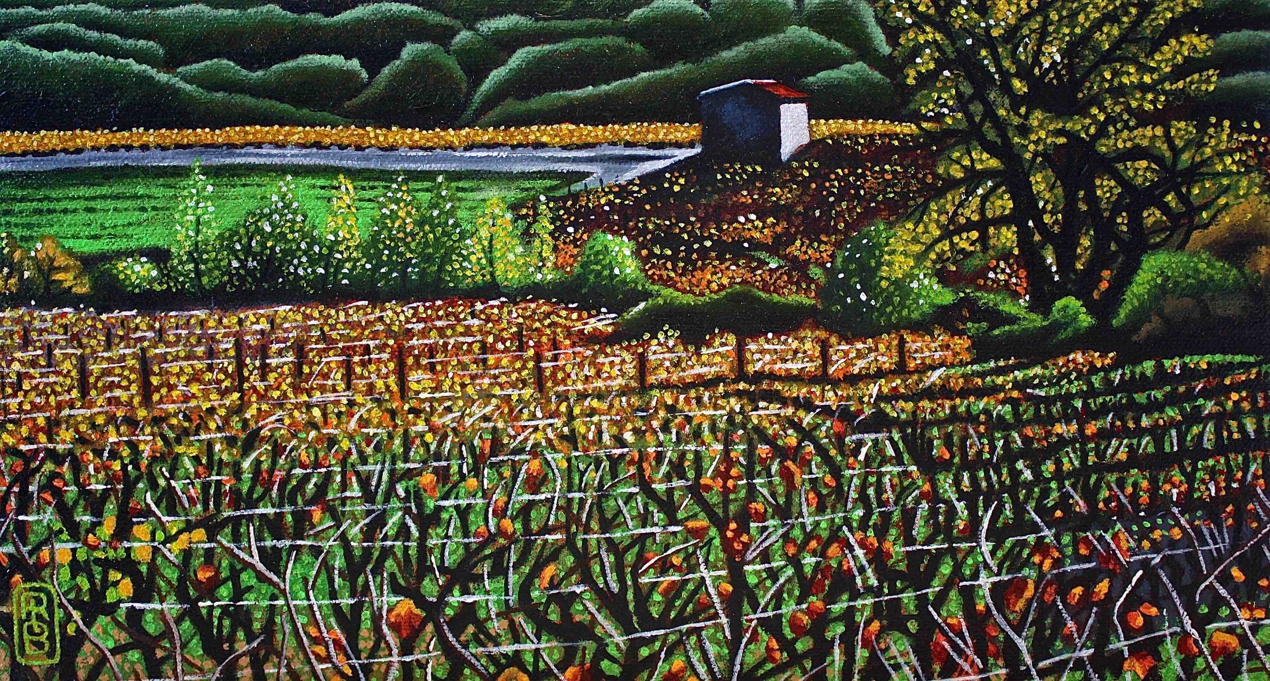 Sunlit Fall Vineyard  11” x 6” $525
