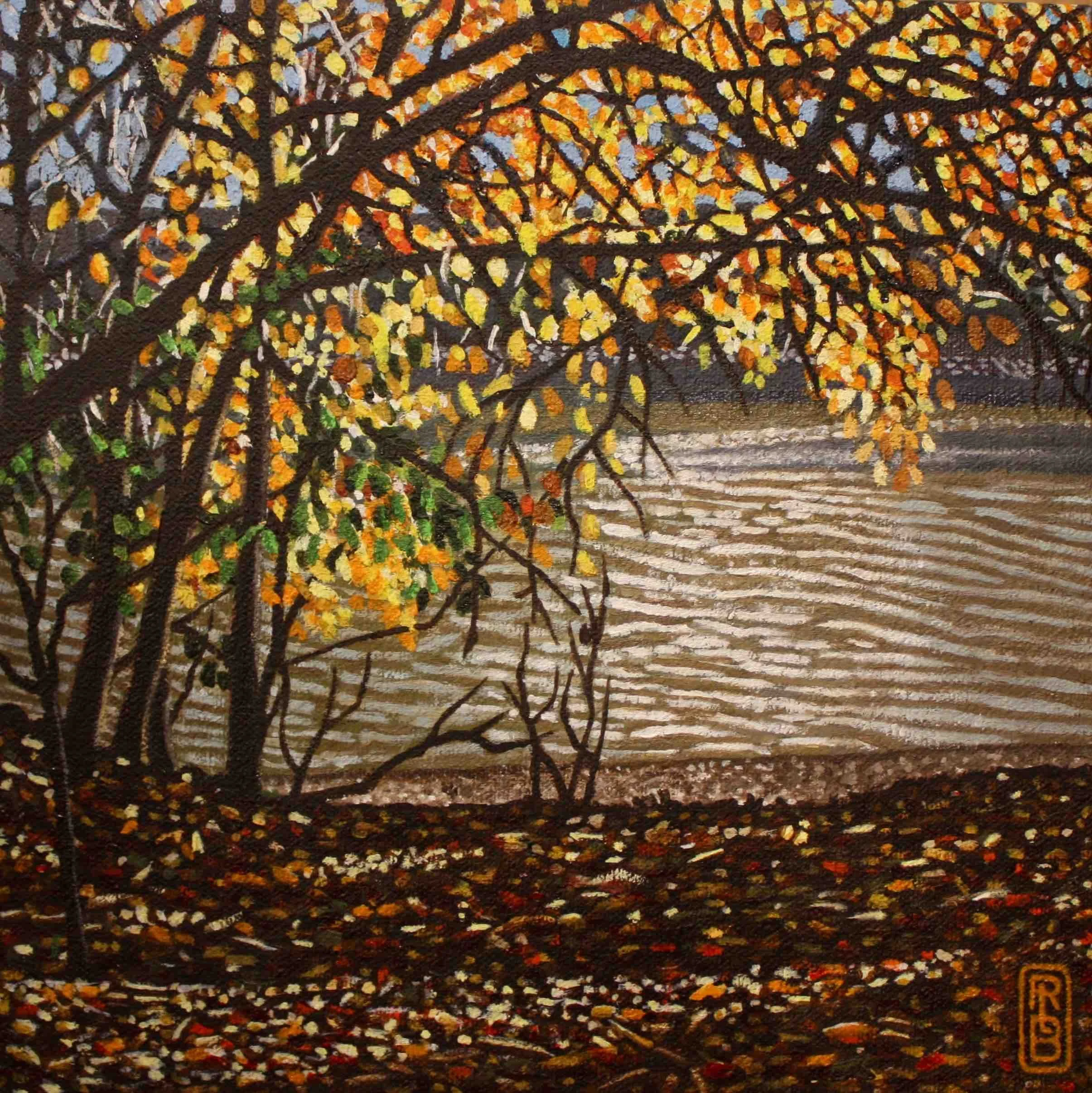 Assiniboine River, Fall Colours  (framed) 8” x 8”  $725