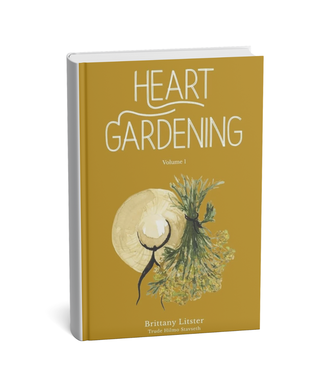 Boek met titel 'Heart Gardening' door Brittany Litster, met illustratie van een ui en bloemen op de voorzijde.