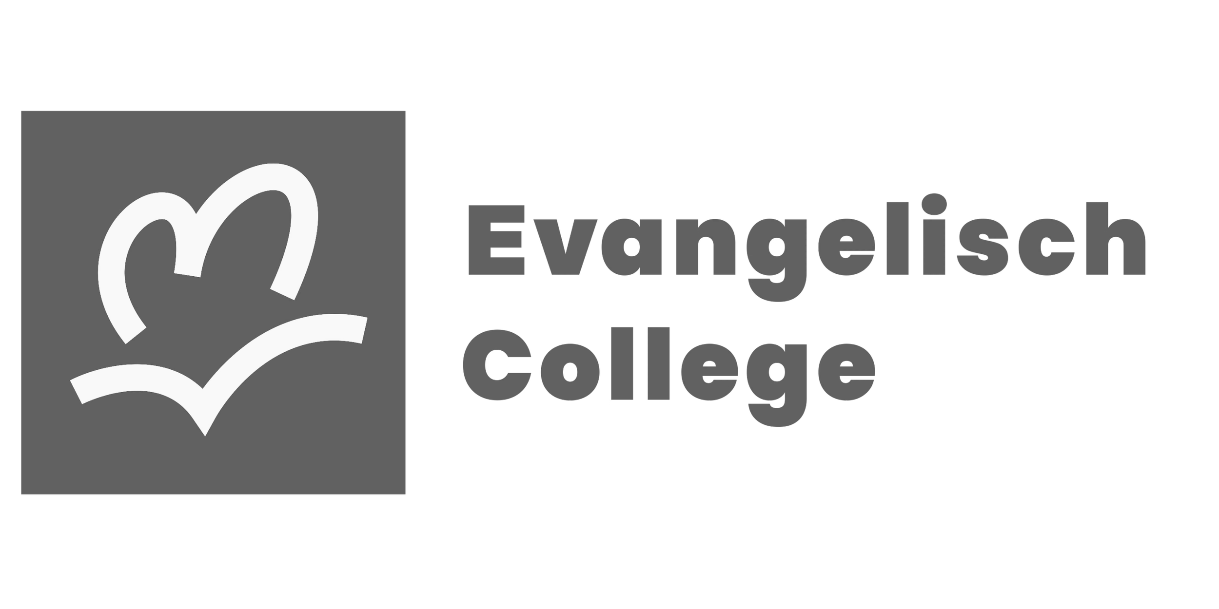 Logo van Evangelisch College met een grafisch symbool van een open boek en een hart