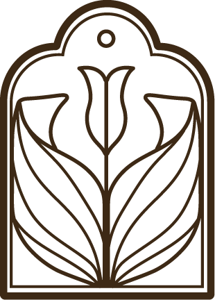 Decoratief lijntekening van een bloem binnen een borduurpatroon met een bloemmotief.