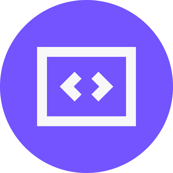 Icon with a purple circular background, white code brackets inside a square to represent SEO affiliates