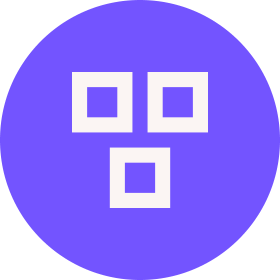 A purple circular icon with three white squares arranged to represent PPC affiliates